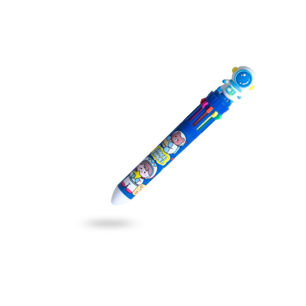 10 in 1 Multicolour Ballpoint pen with Astronaut Topper 0.7mm Tip Assorted 1pc