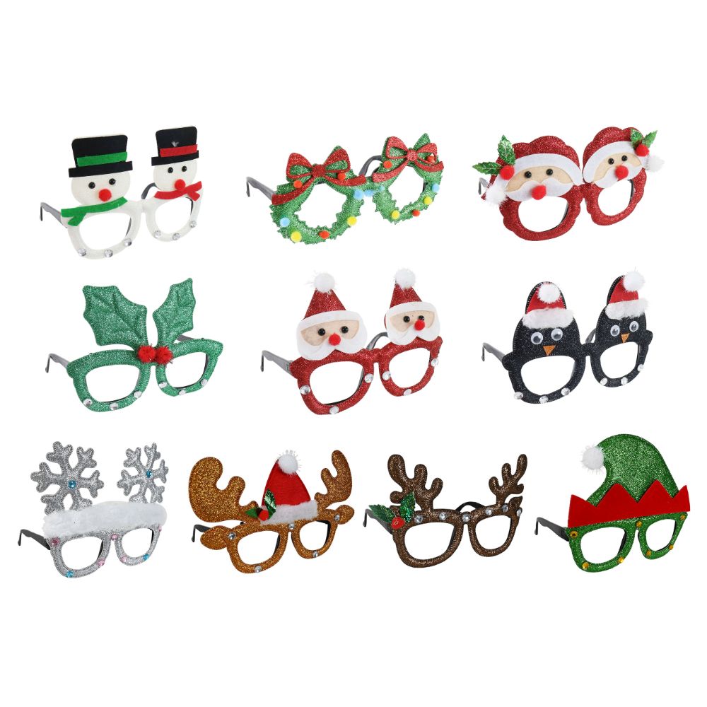 Christmas Glitter Reindeer Eye Glasses/Goggles Adult and Kids Copper 1pc
