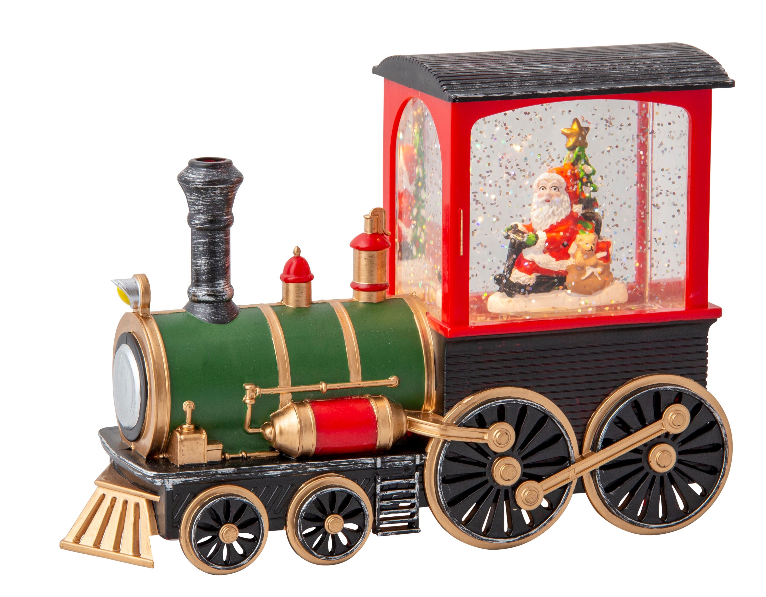 Glitter Swirl Santa Train Warm White LED USB Cable Included 1pc BOX