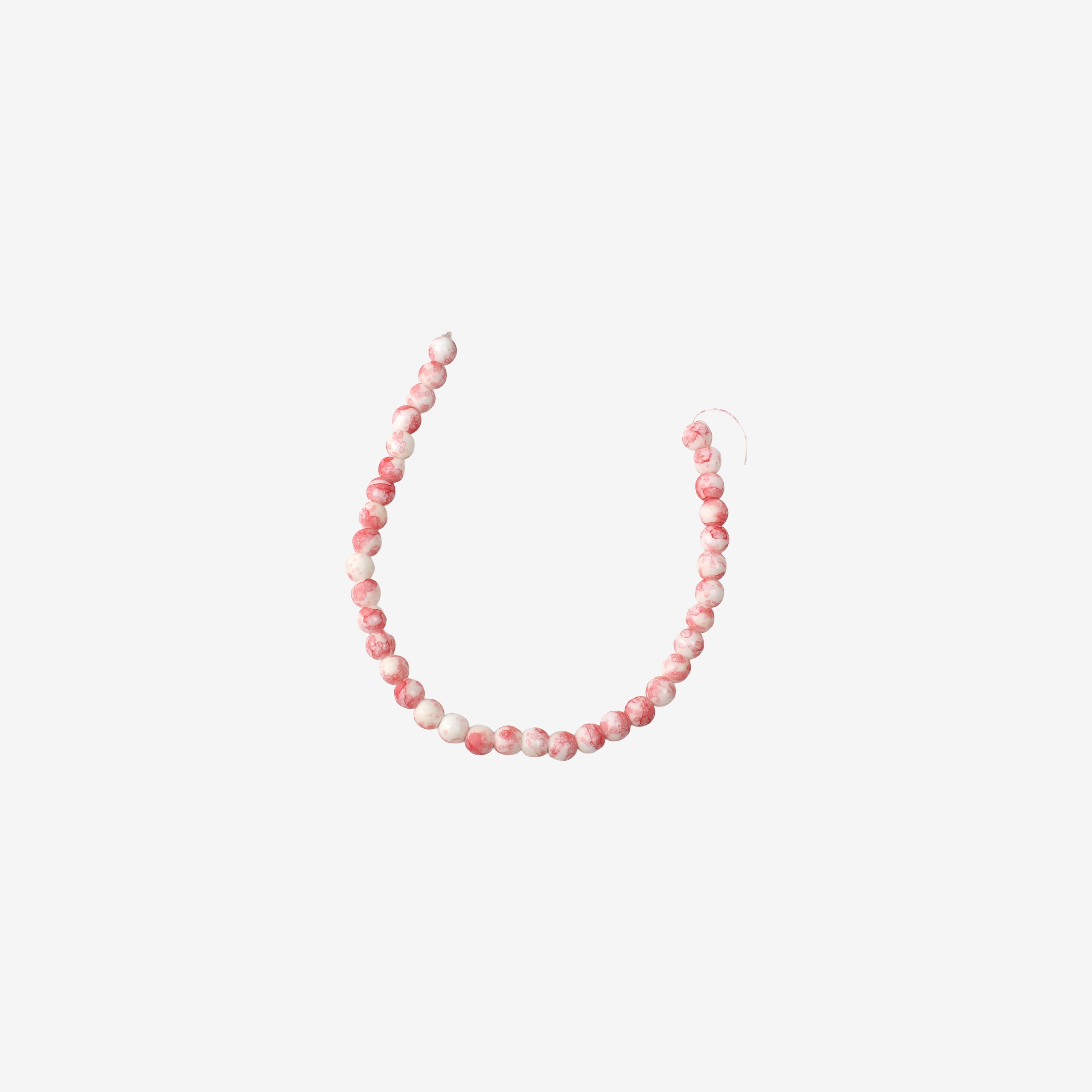 Glass Bead Round Dual Tone Red & White 8mm 35beads 1string
