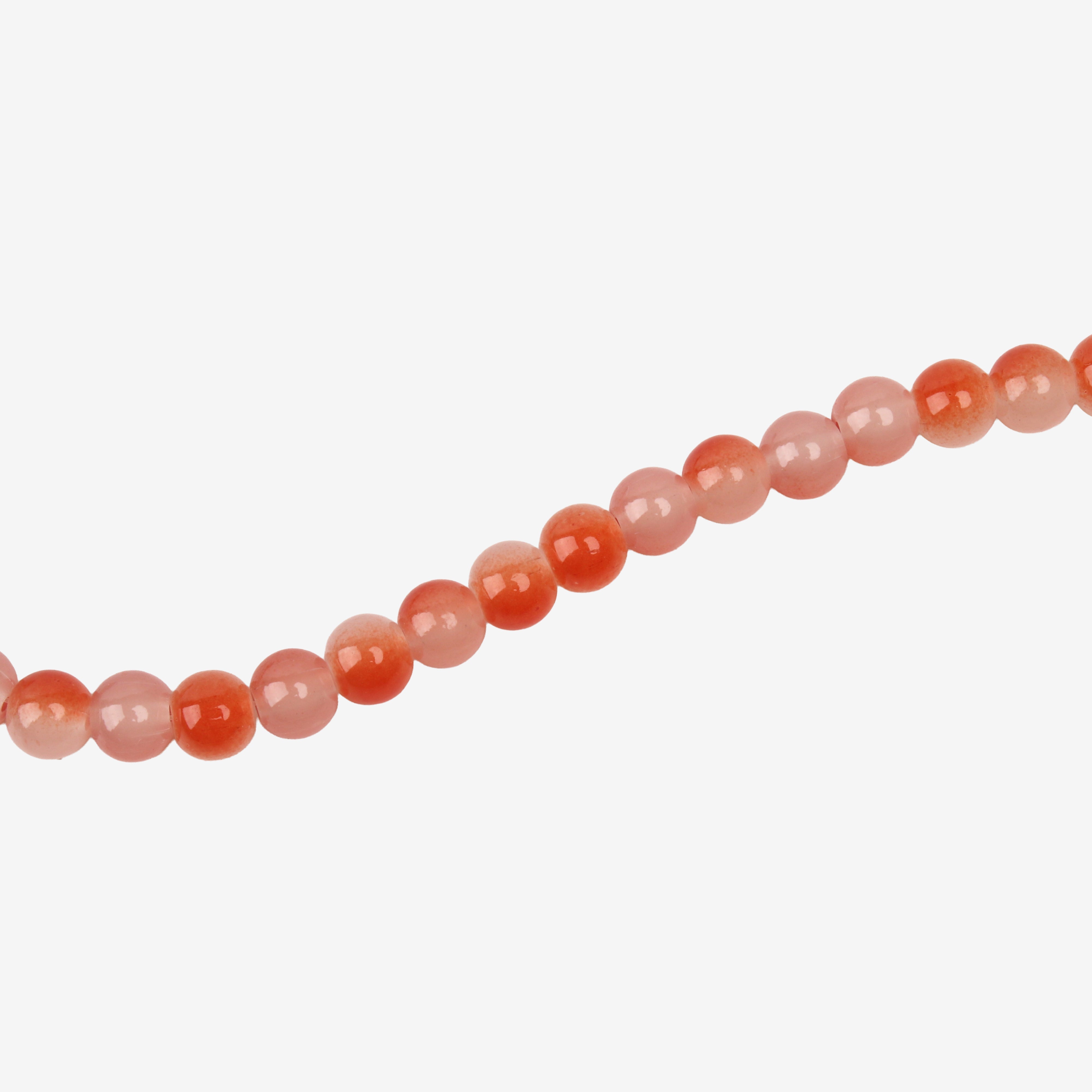 Glass Bead Round Dual Tone Orange & Pink 8mm 35beads 1string