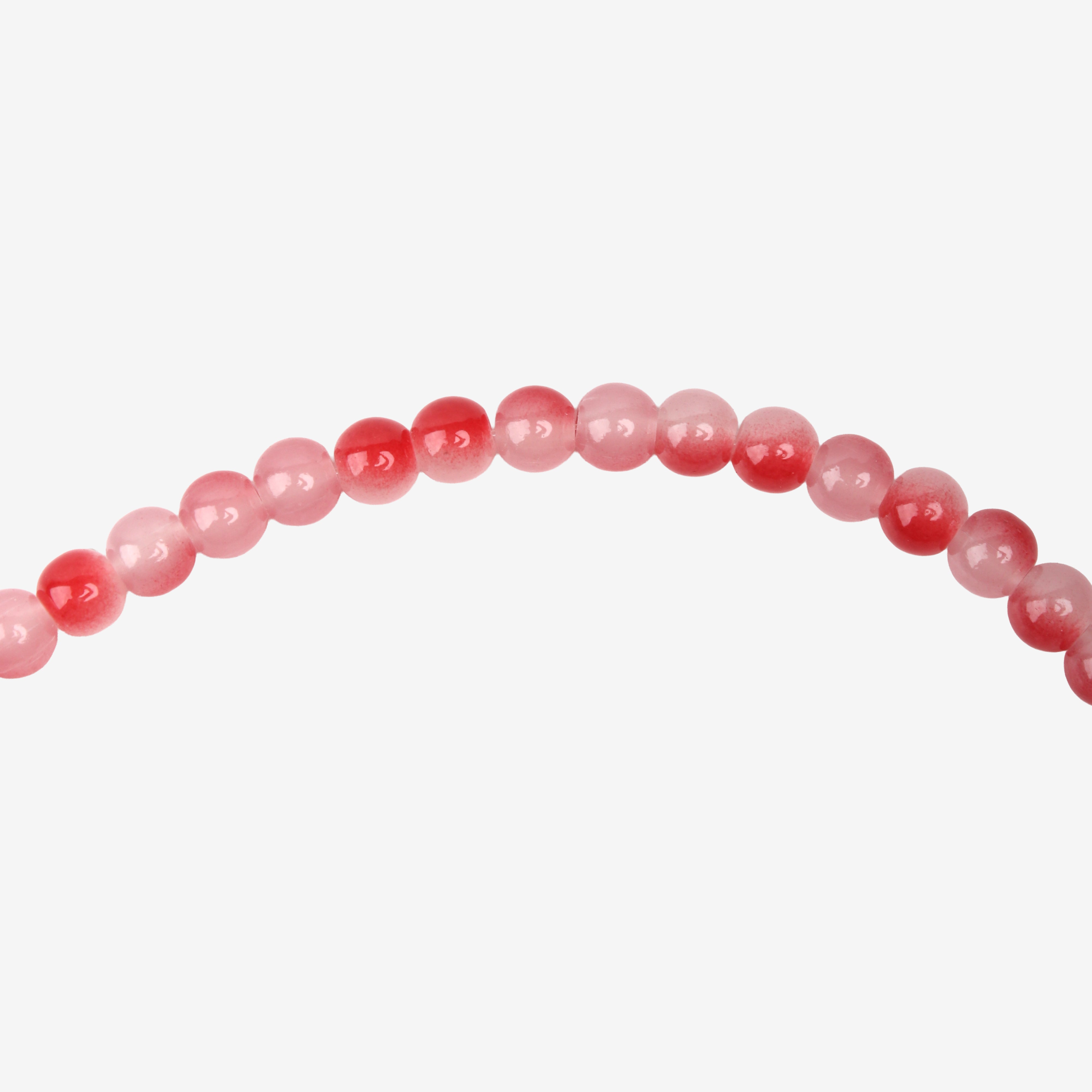 Glass Bead Round Dual Tone Pink & Red 8mm 35beads 1string