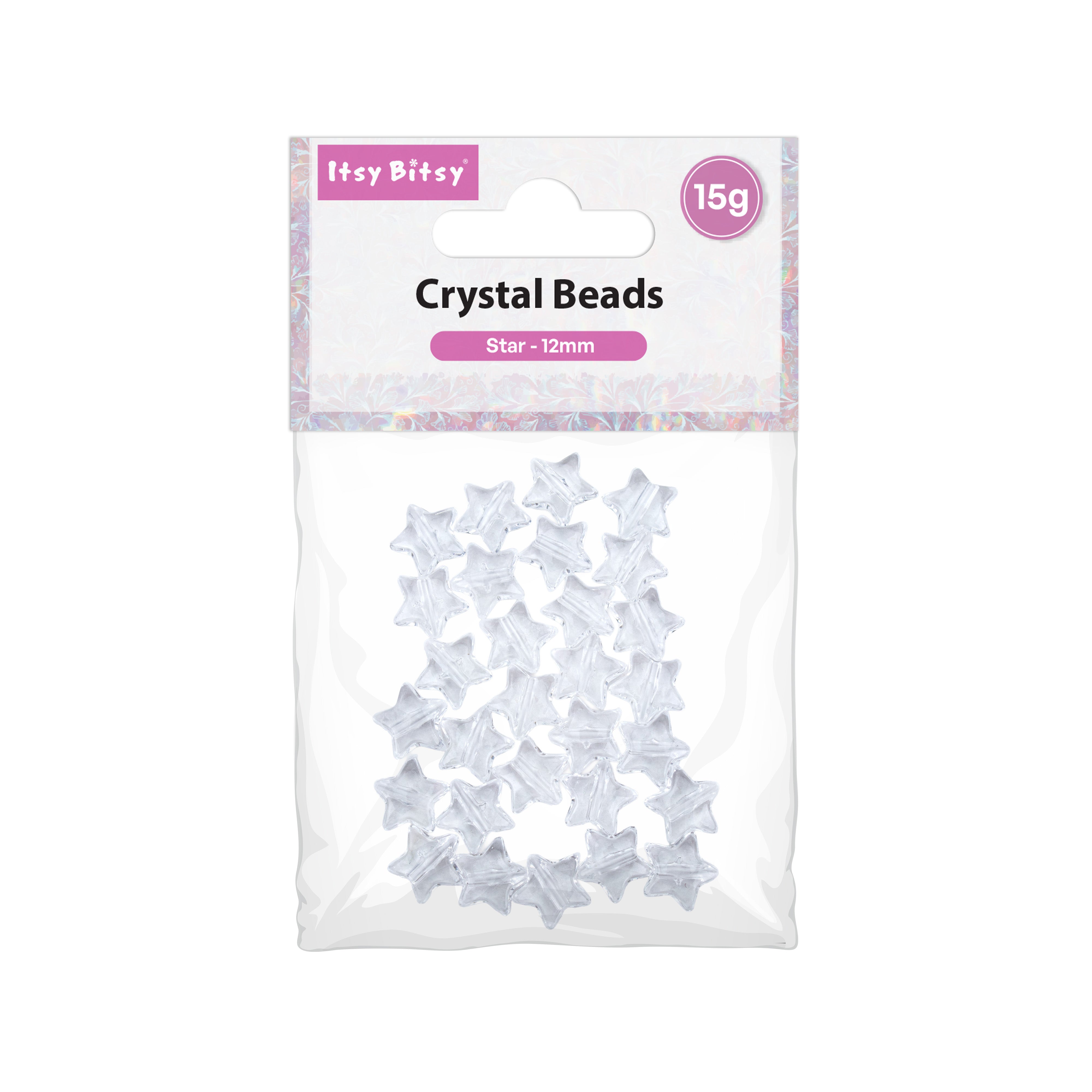 Faceted Crystal Beads Star Transparent 6mm 15gm PBHC IB