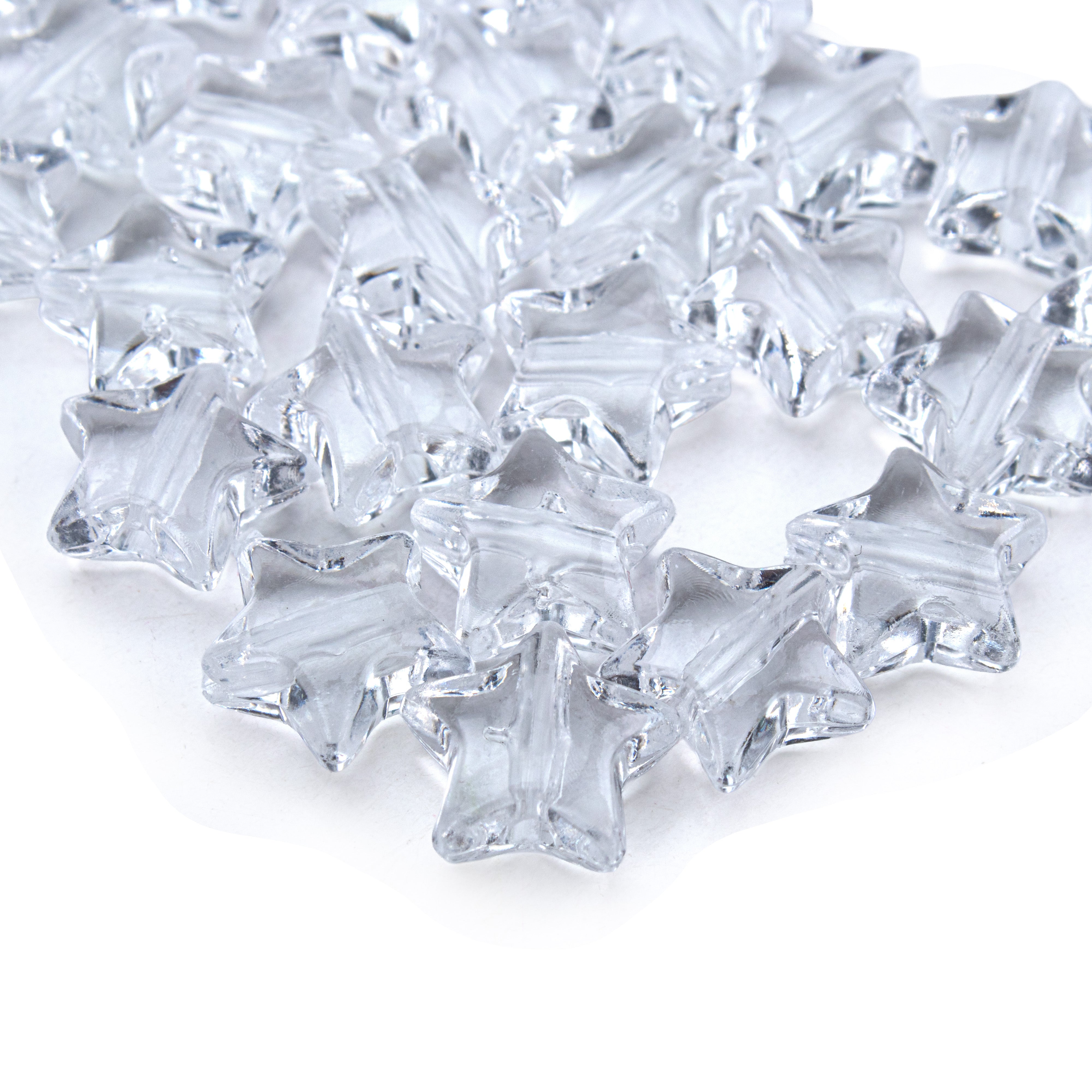 Faceted Crystal Beads Star Transparent 6mm 15gm PBHC IB