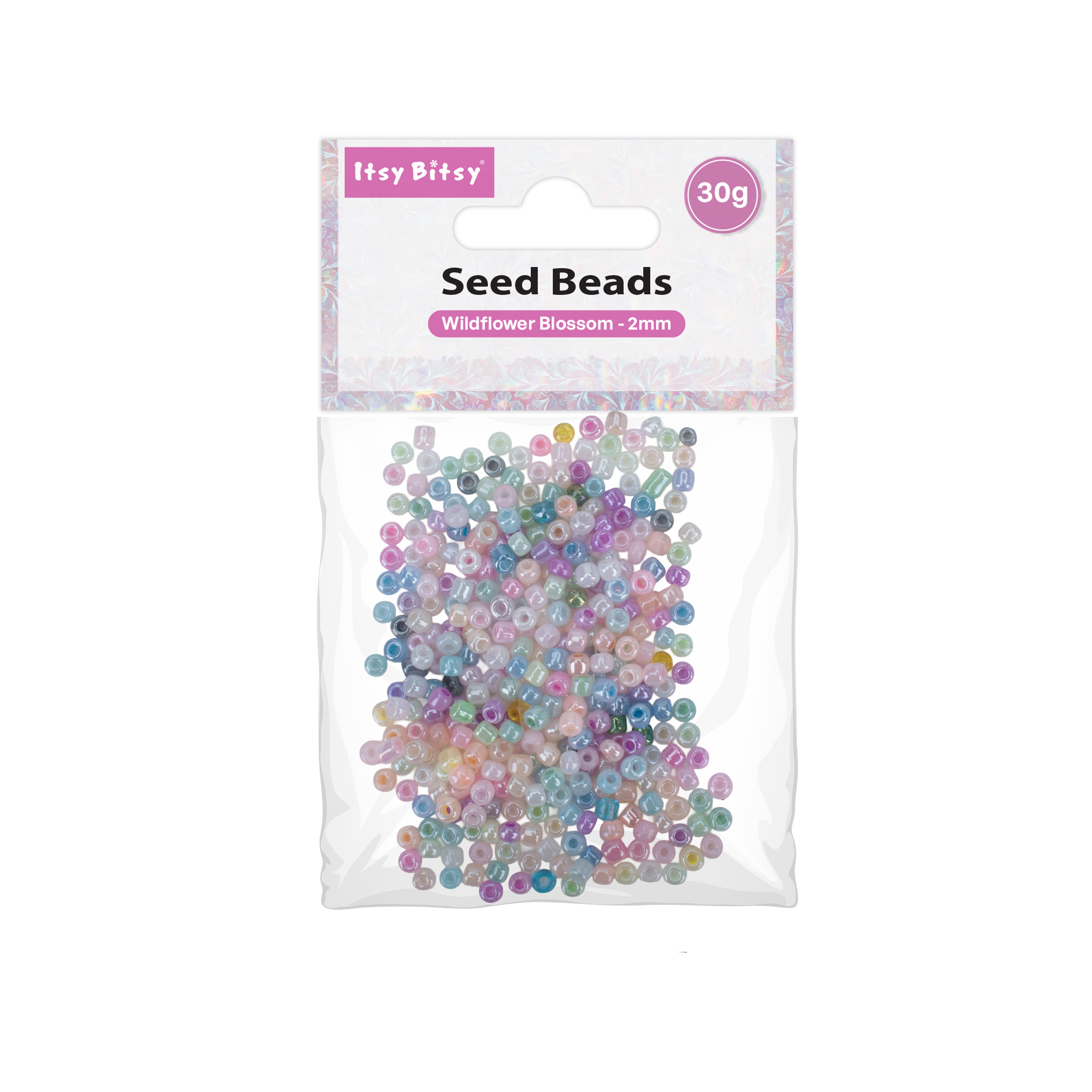 Seed Beads Assorted Wildflower Blossom 2mm 30gm PBHC IB