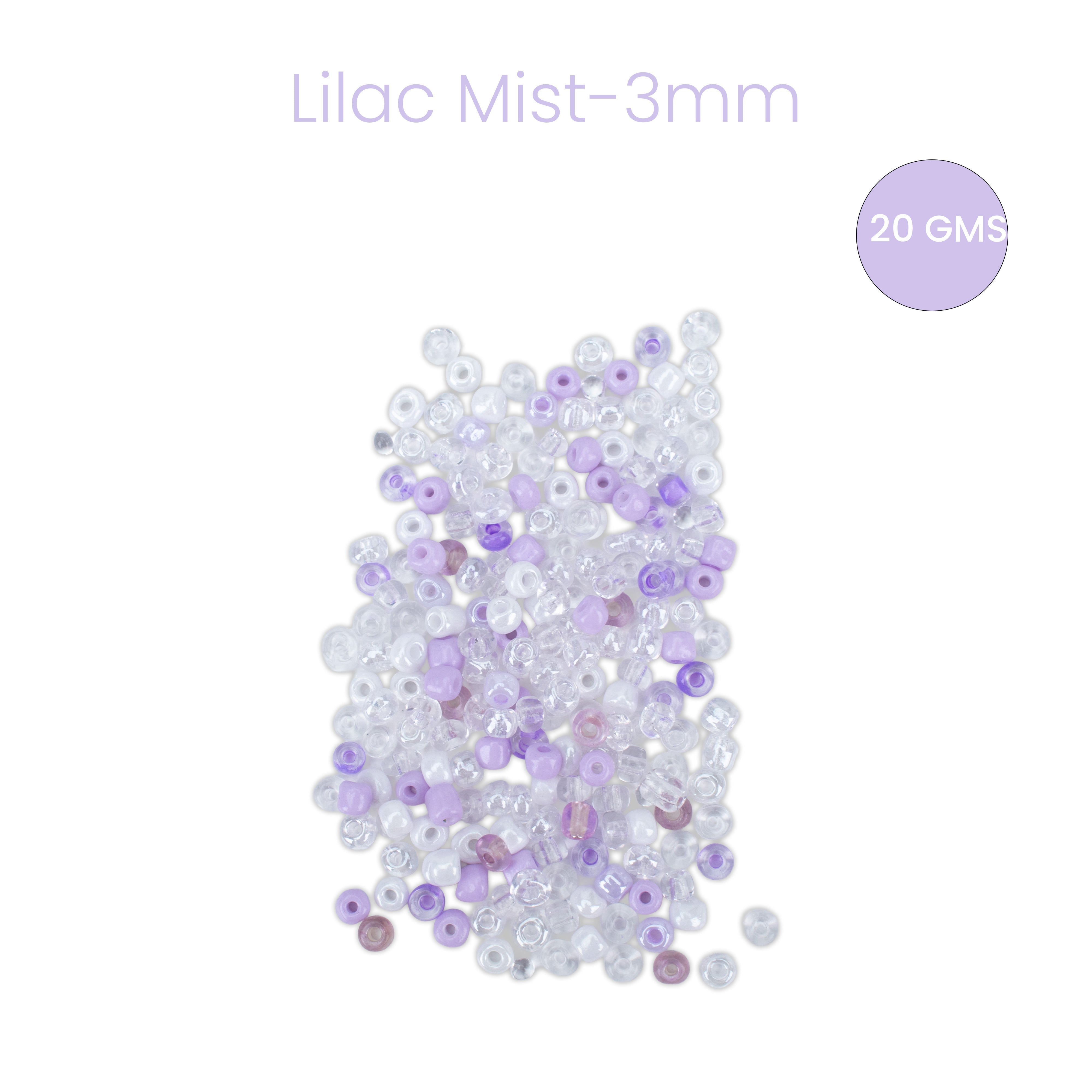 Seed Beads Assorted Lilac mist 3mm 20gm PBHC IB