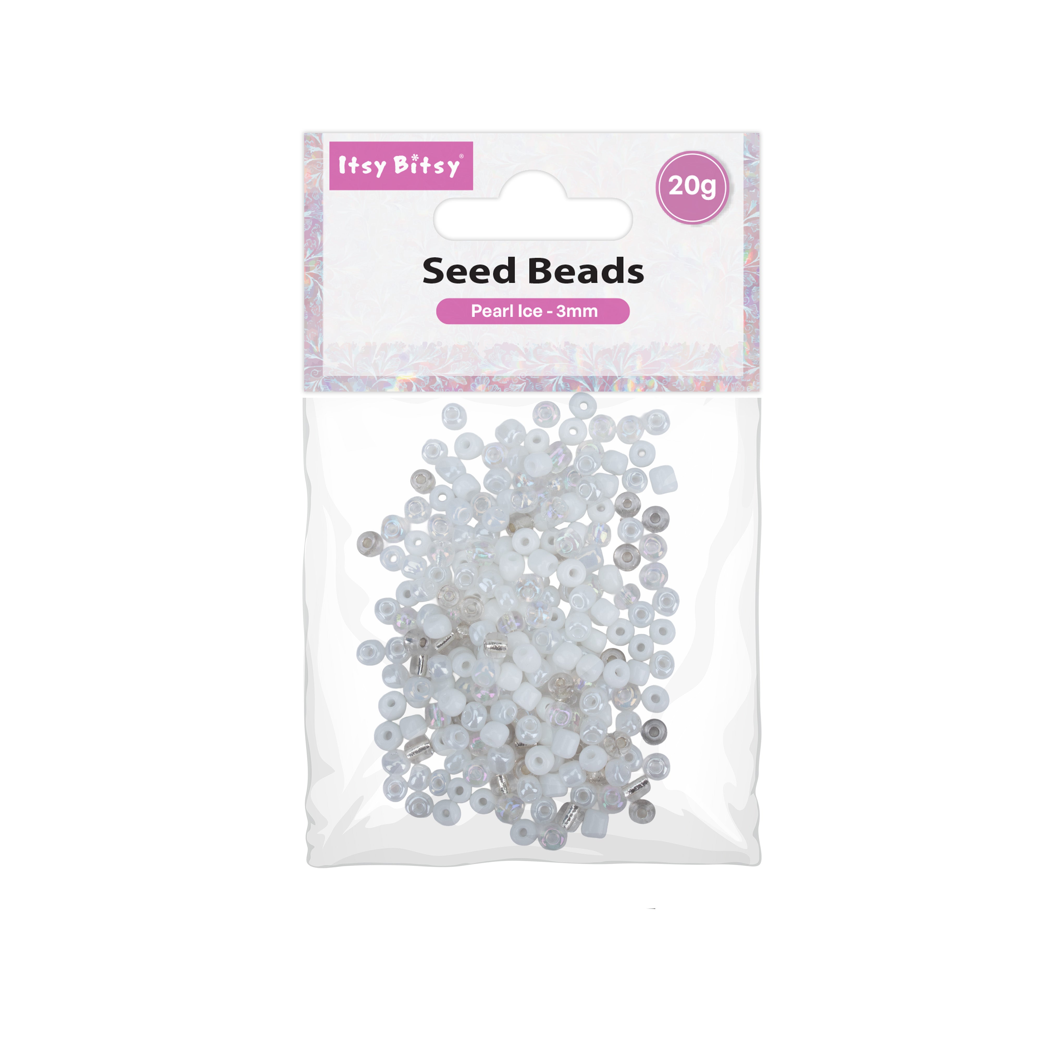 Seed Beads Assorted Pearl Ice 3mm 20gm PBHC IB