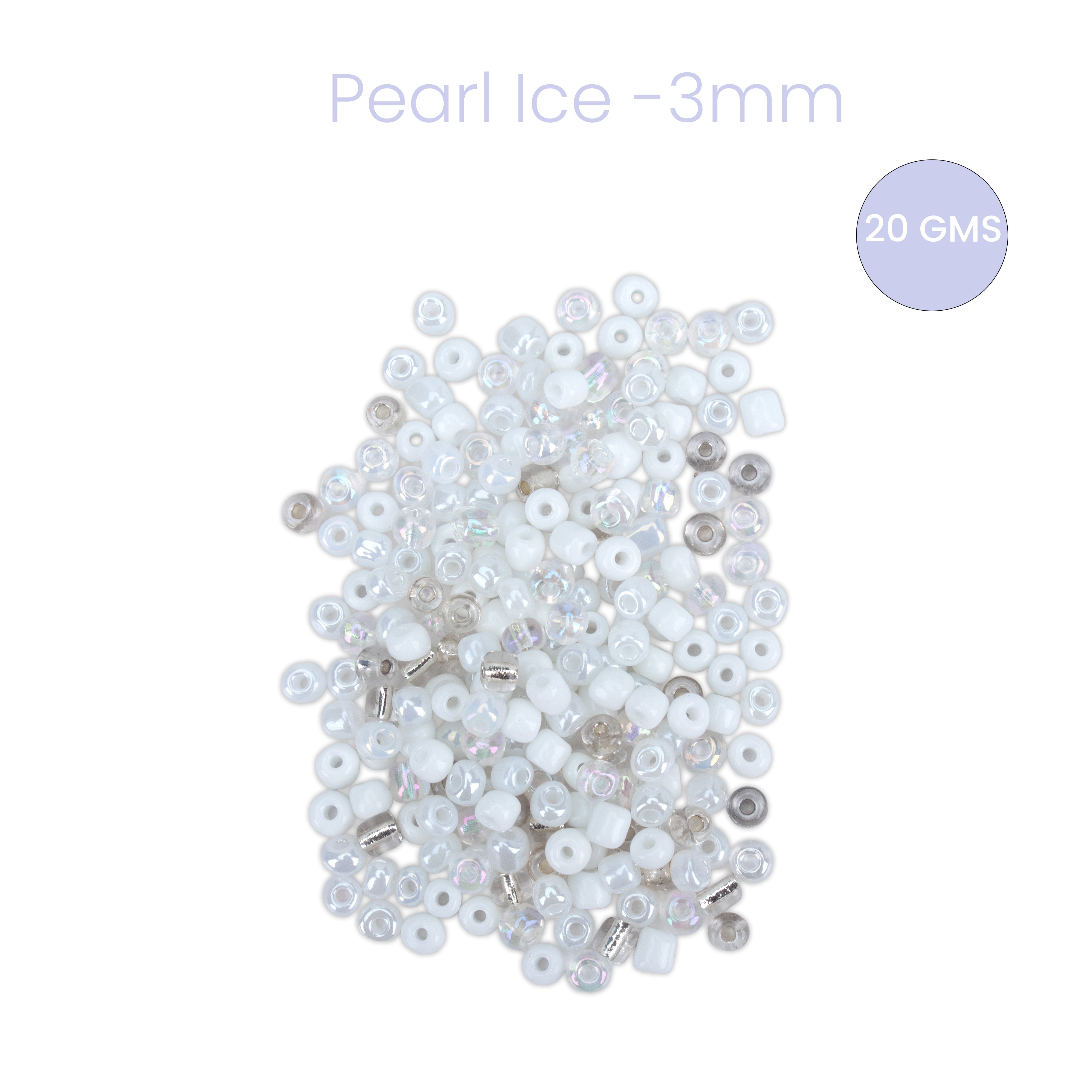 Seed Beads Assorted Pearl Ice 3mm 20gm PBHC IB