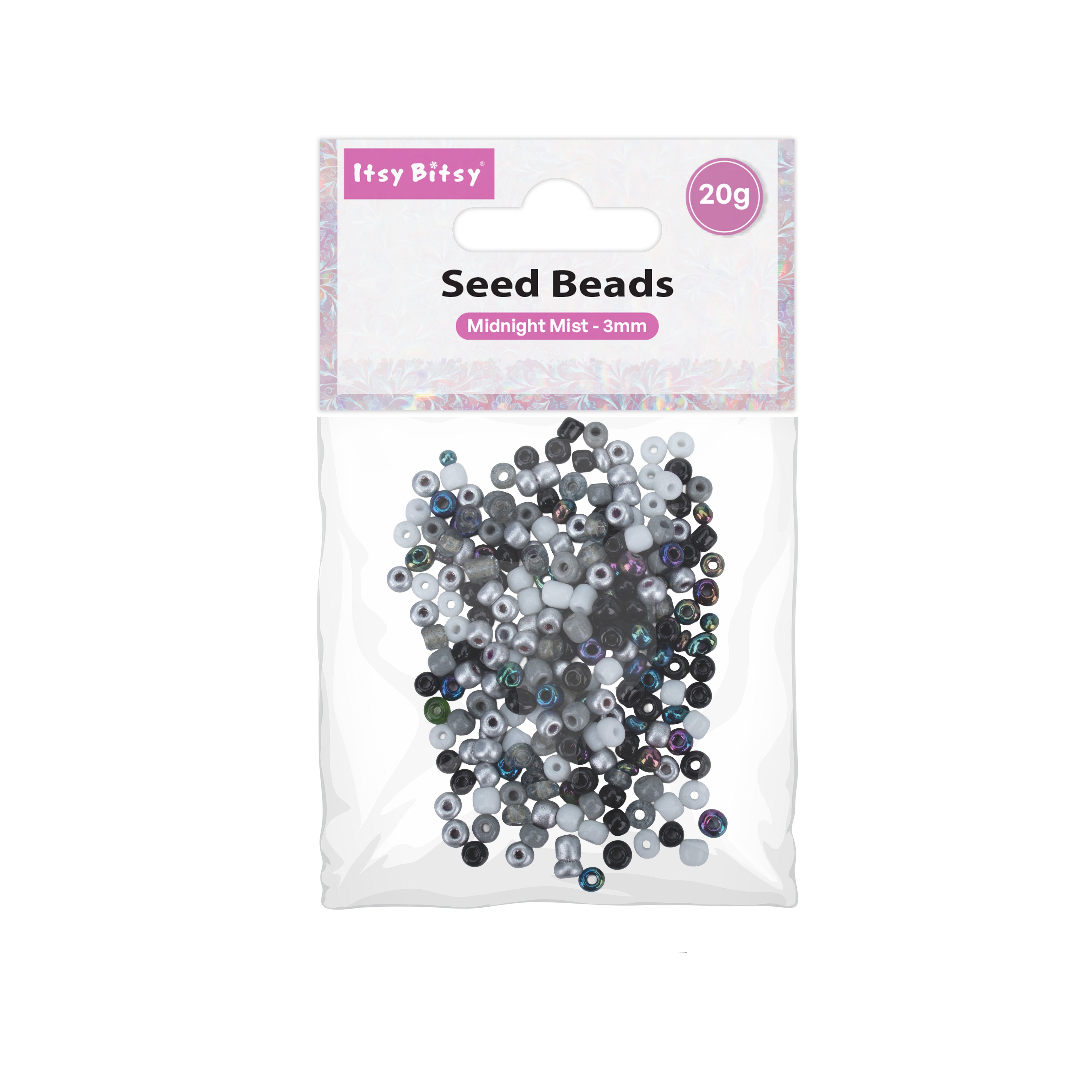 Seed Beads Assorted Midnight Mist 3mm 20gm PBHC IB