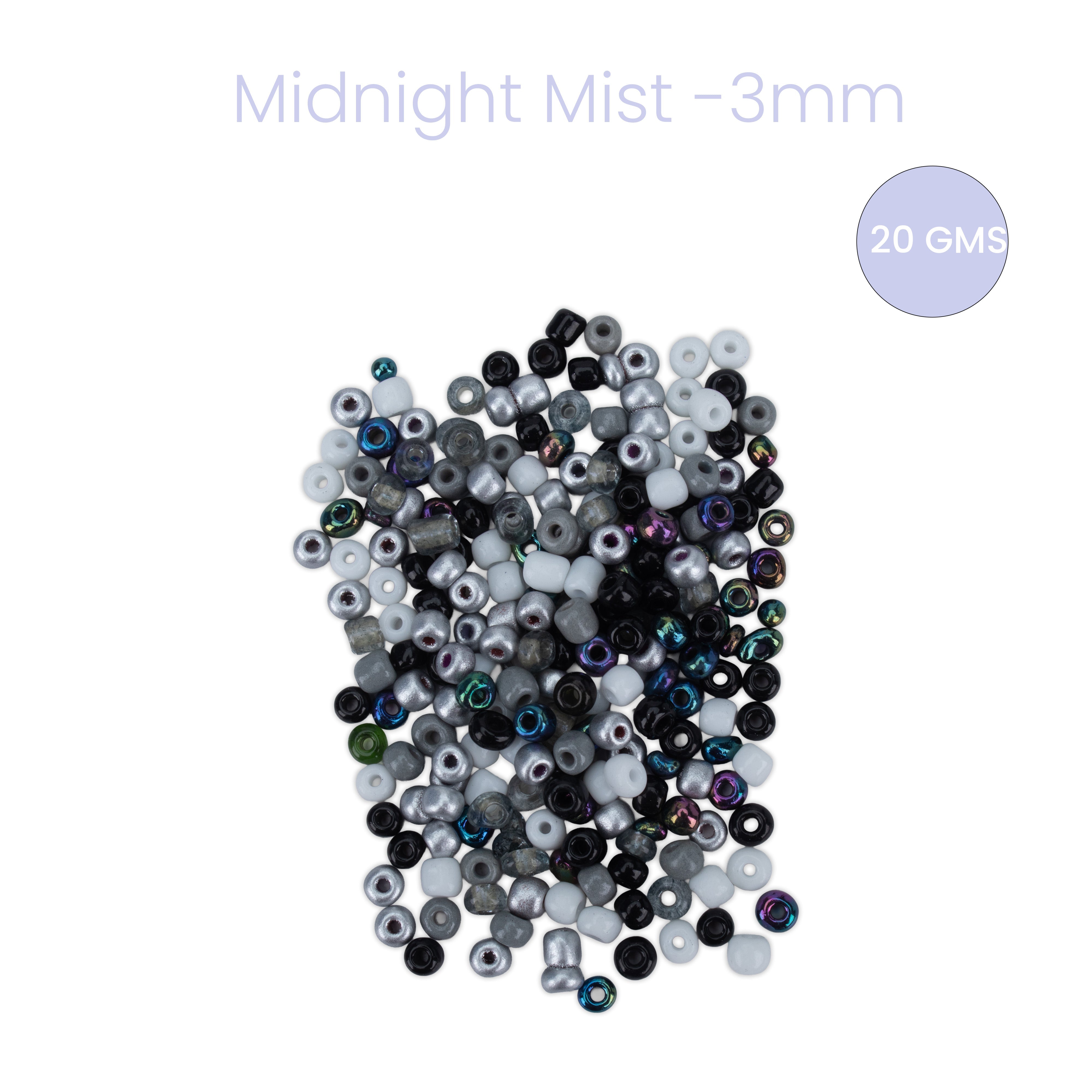 Seed Beads Assorted Midnight Mist 3mm 20gm PBHC IB