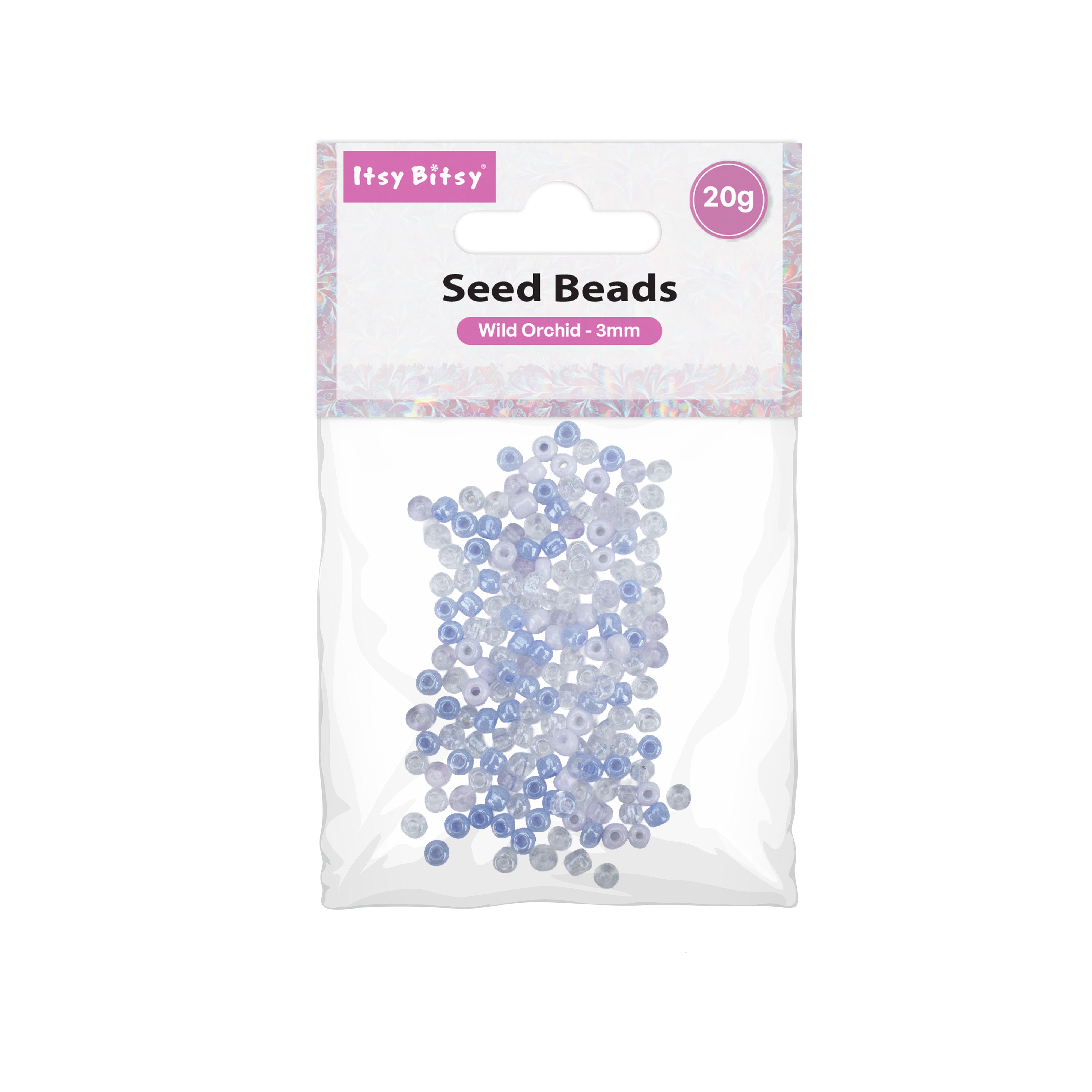 Seed Beads Assorted Wild Orchid 3mm 20gm PBHC IB
