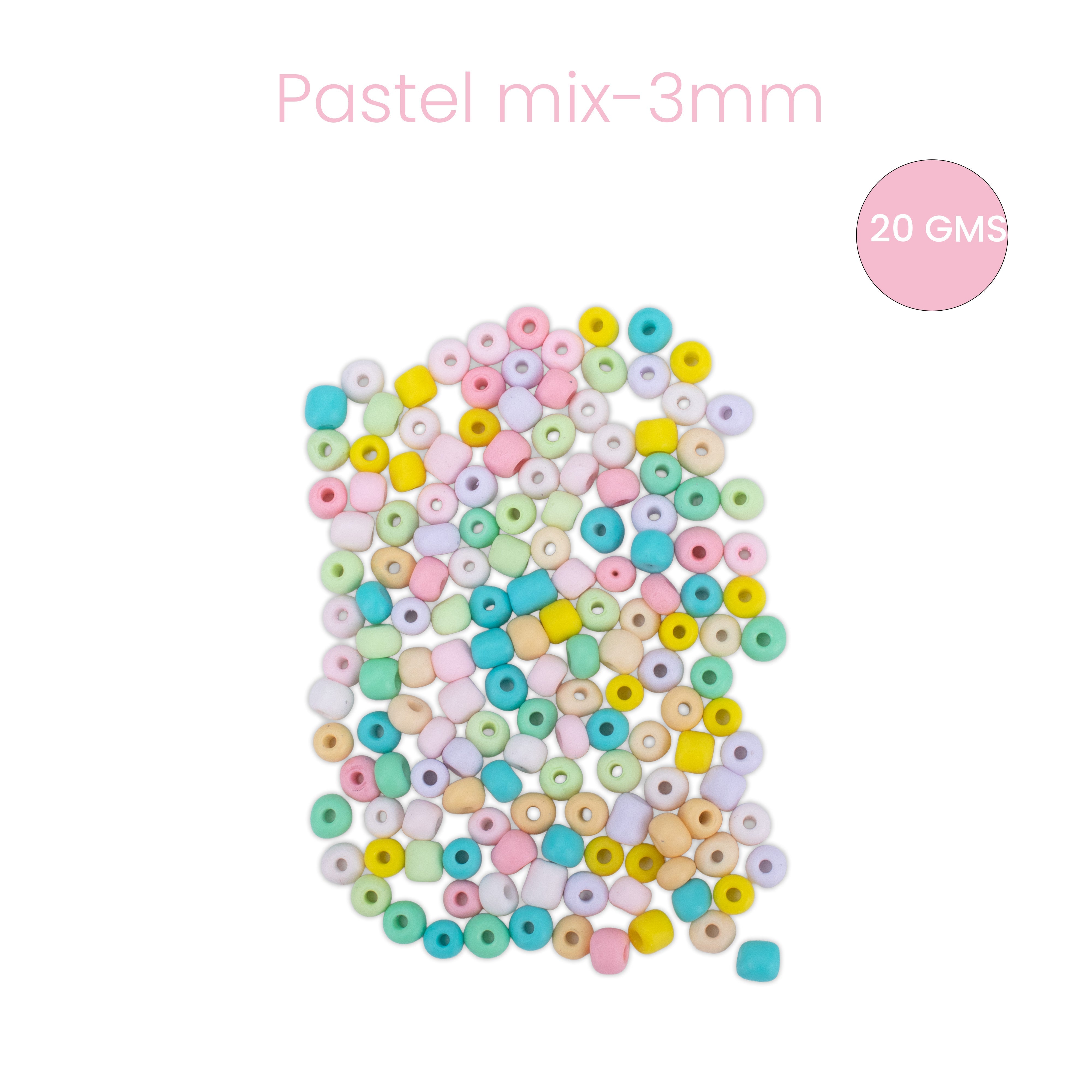 Seed Beads Assorted Pastel Mix 3mm 20gm PBHC IB