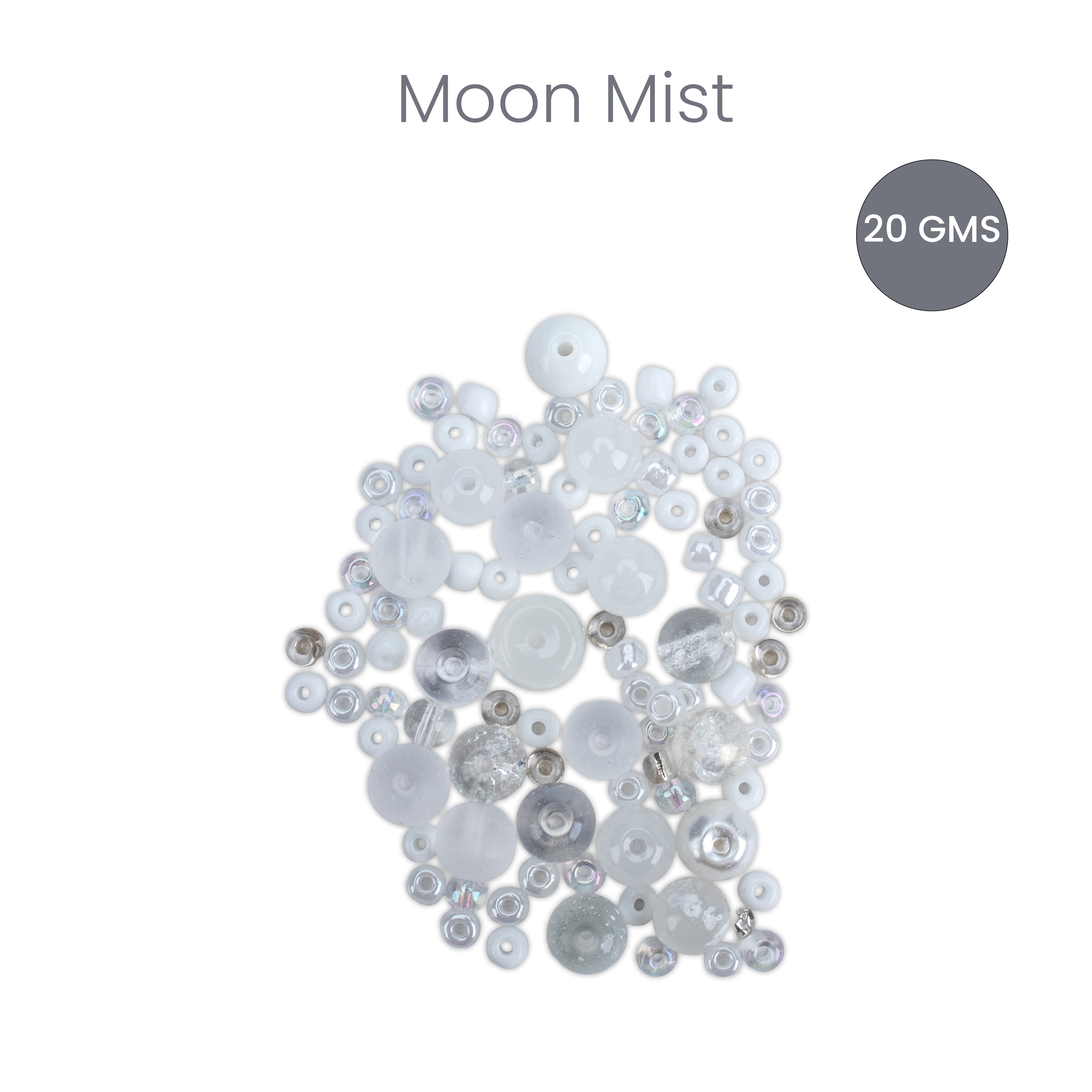 Glass Beads Assorted Size Moon Mist 20gm PBHC IB