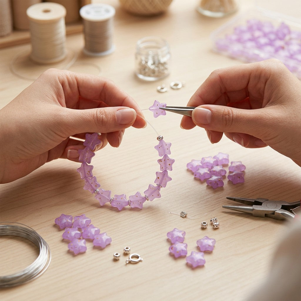 Acrylic Beads Star Purple 5mm 10gm PBHC IB
