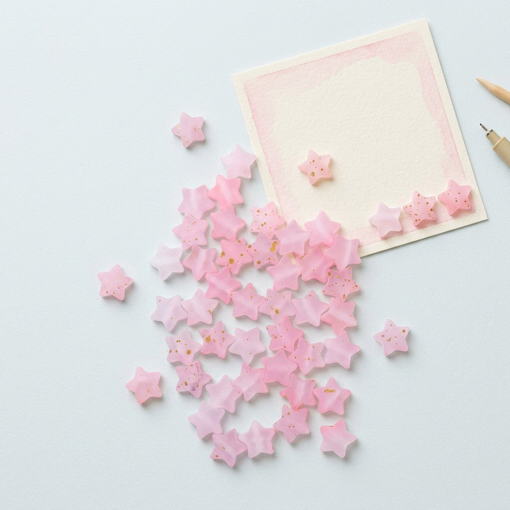 Acrylic Beads Star Pink 5mm 10gm PBHC IB