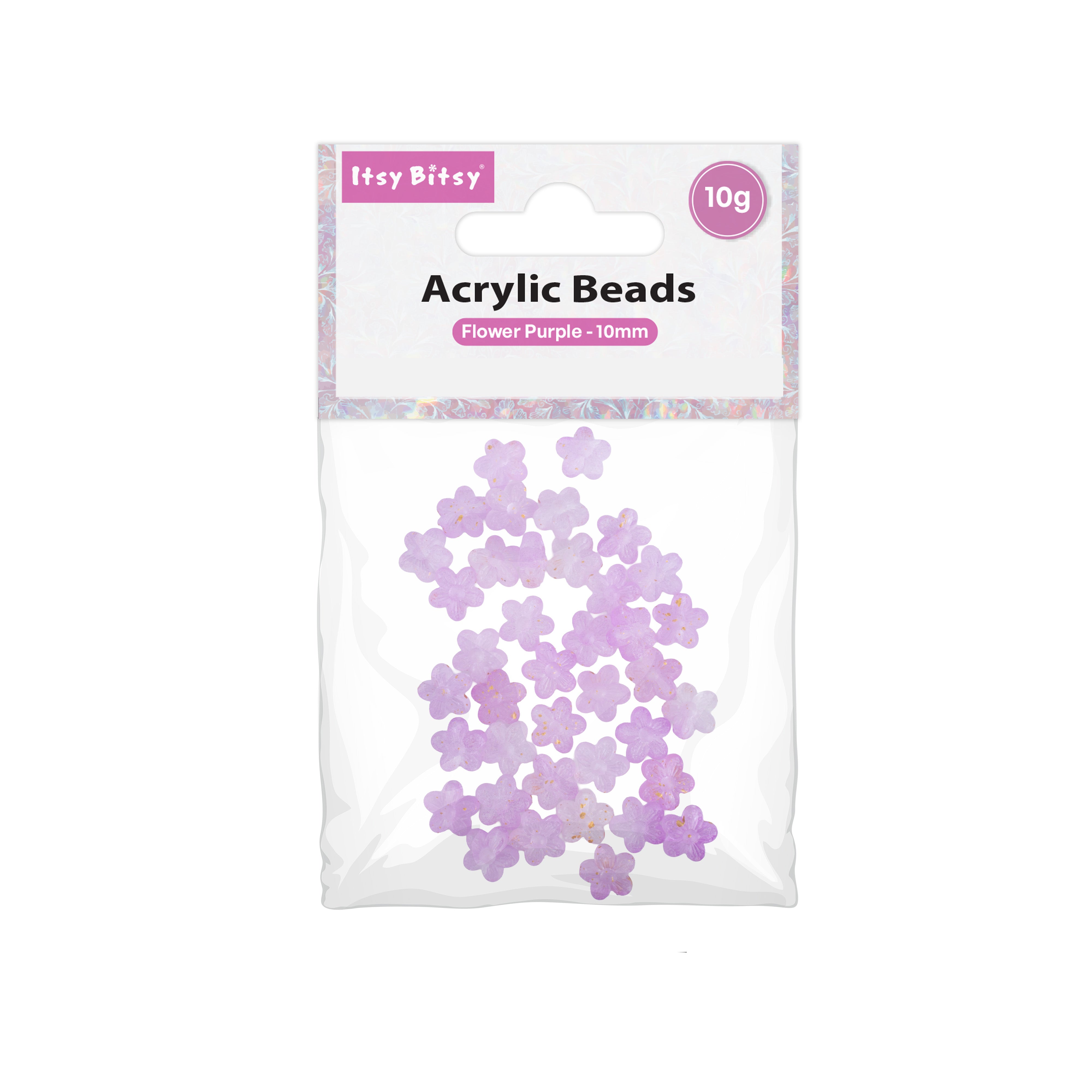 Acrylic Beads Flower Purple 5mm 10gm PBHC IB