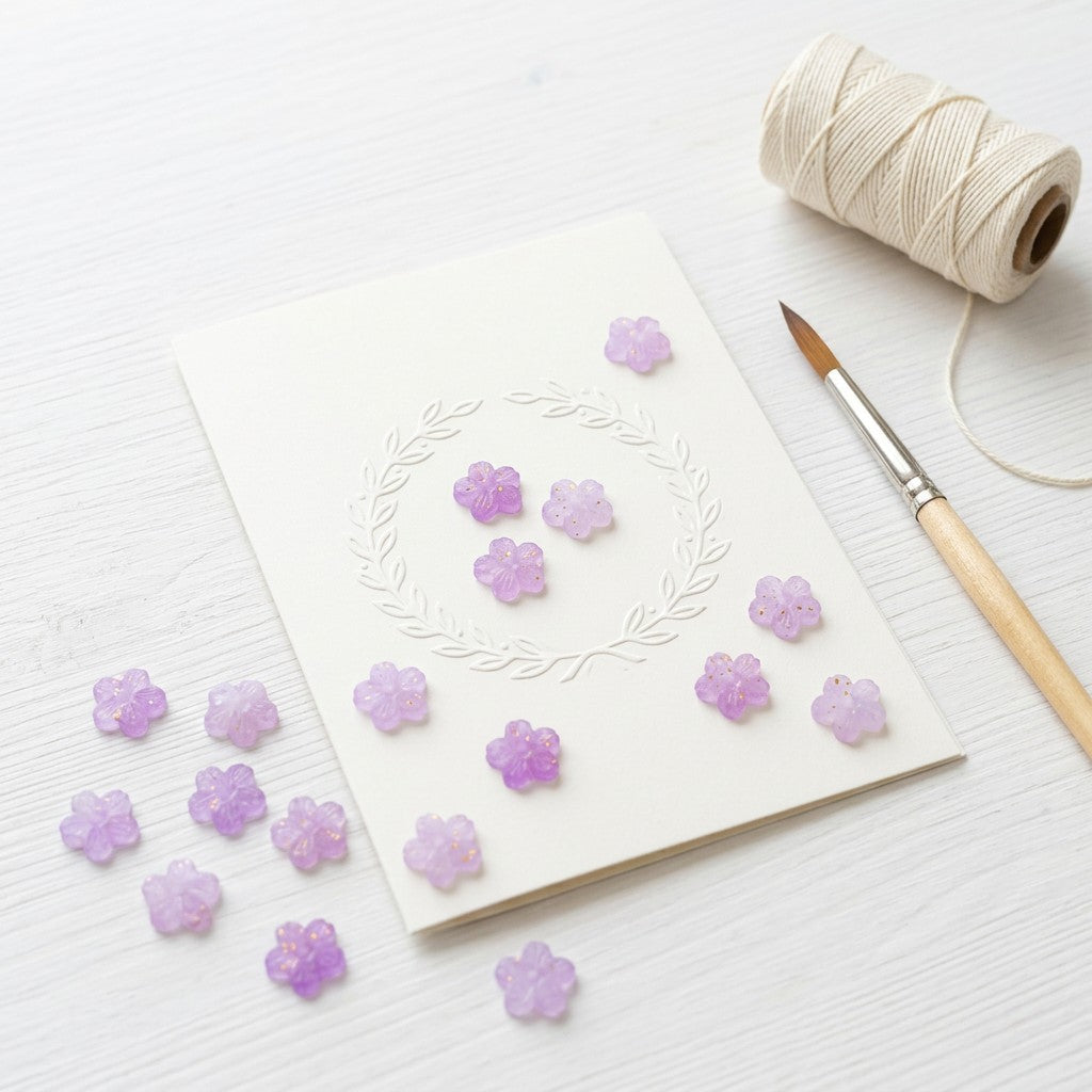 Acrylic Beads Flower Purple 5mm 10gm PBHC IB