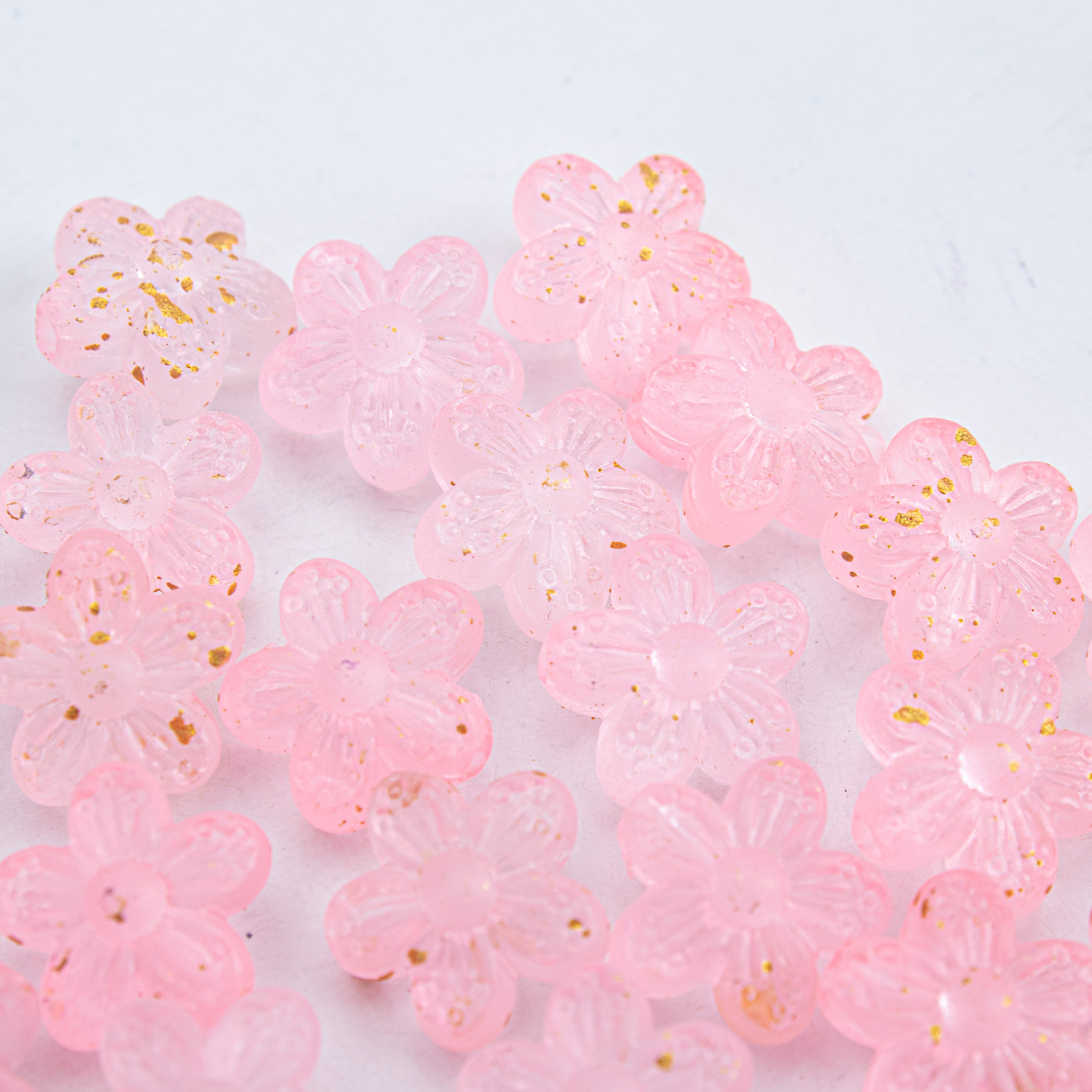 Acrylic Beads Flower Pink 5mm 10gm PBHC IB
