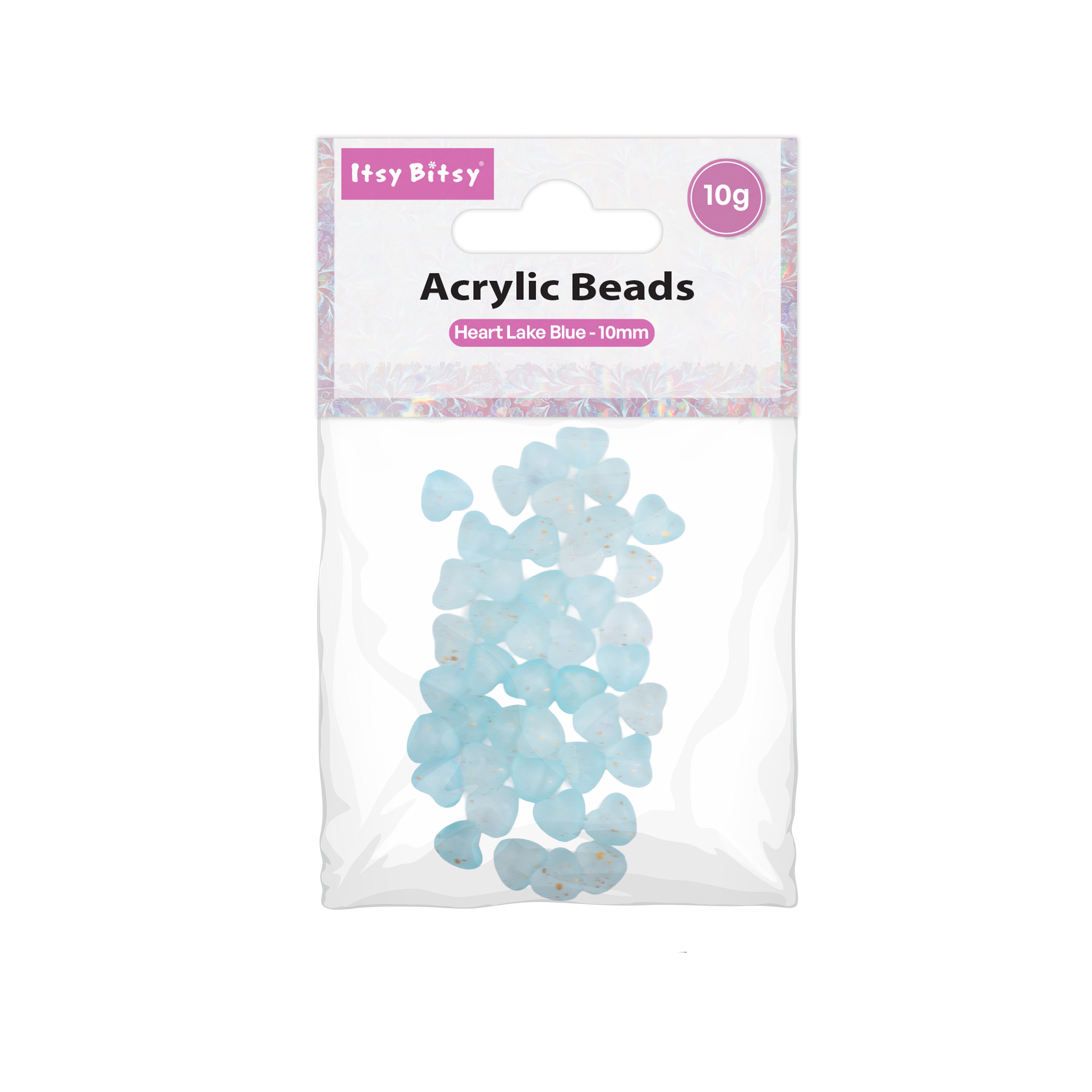 Acrylic Beads Heart Lake Blue 5mm 10gm PBHC IB