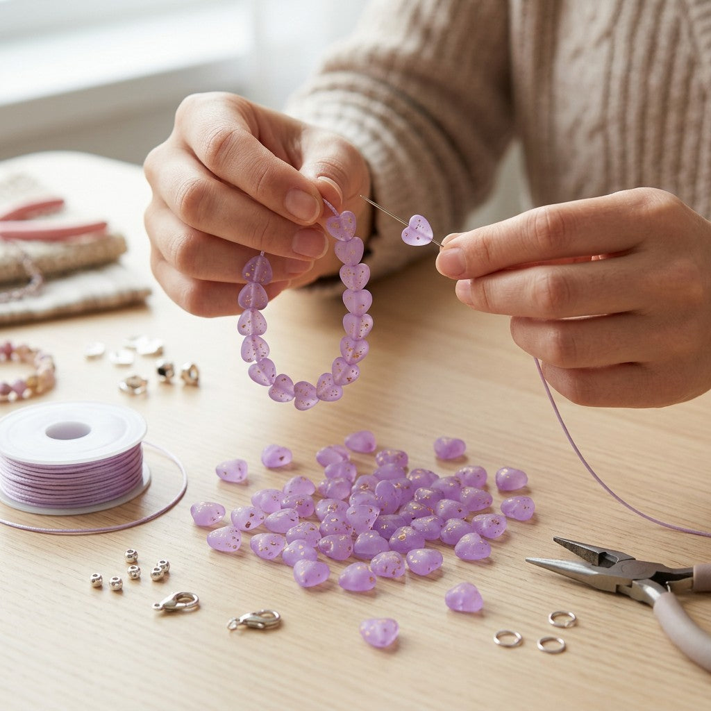 Acrylic Beads Heart Purple 5mm 10gm PBHC IB