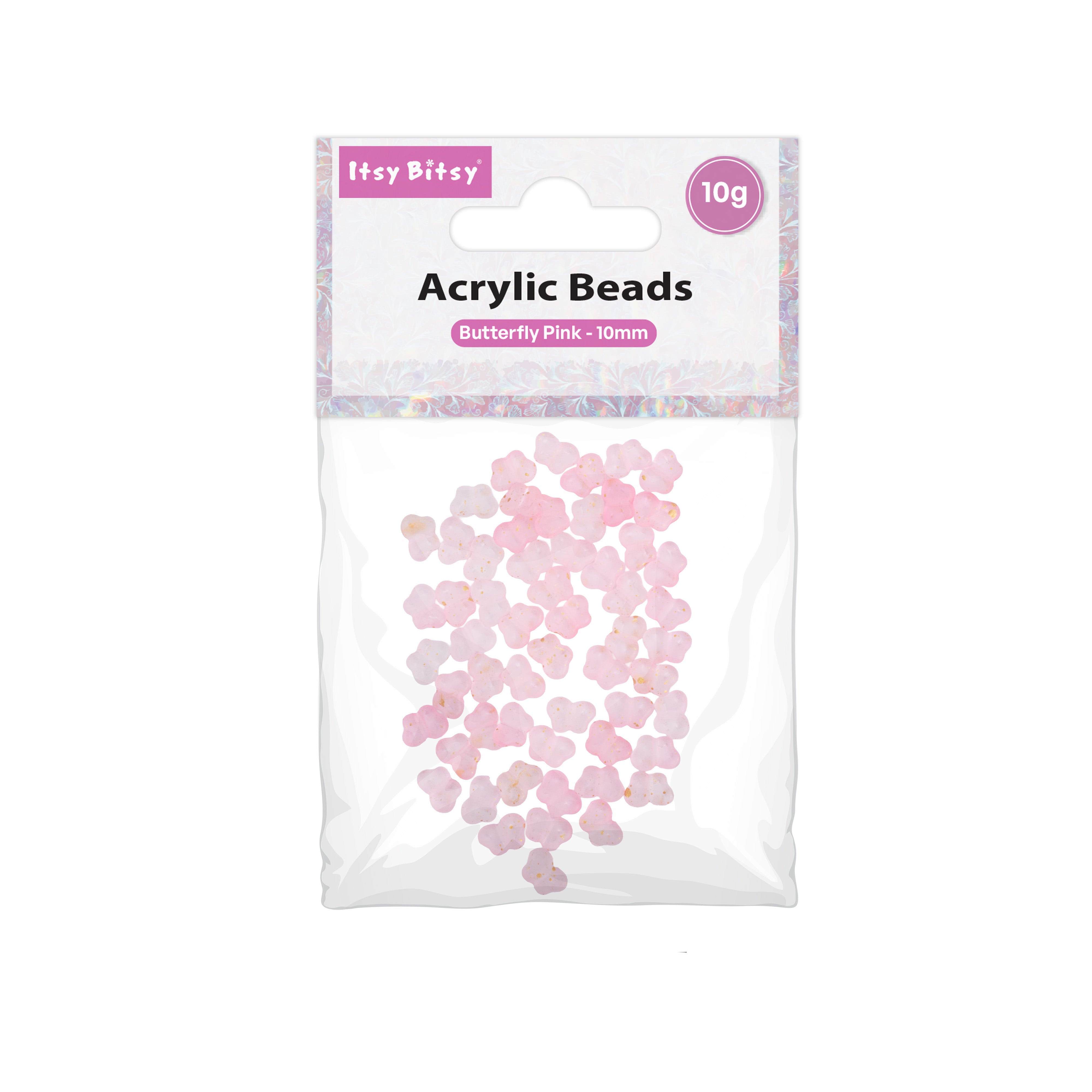 Acrylic Beads Butterfly Pink 3mm 10gm PBHC IB