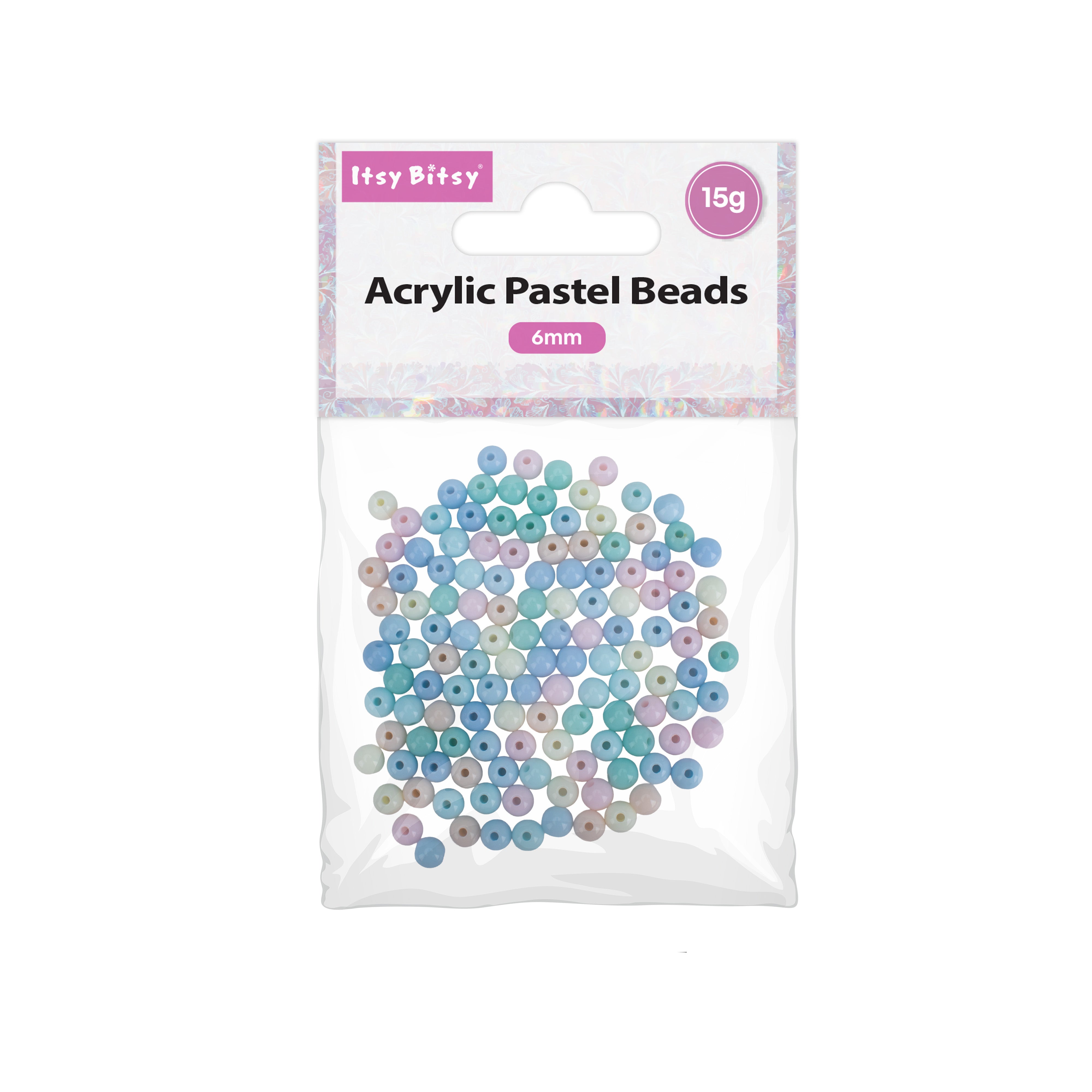 Acrylic Beads Pastel Dark Blue Light Blue Cream Mix 6mm 15gm PBHC IB