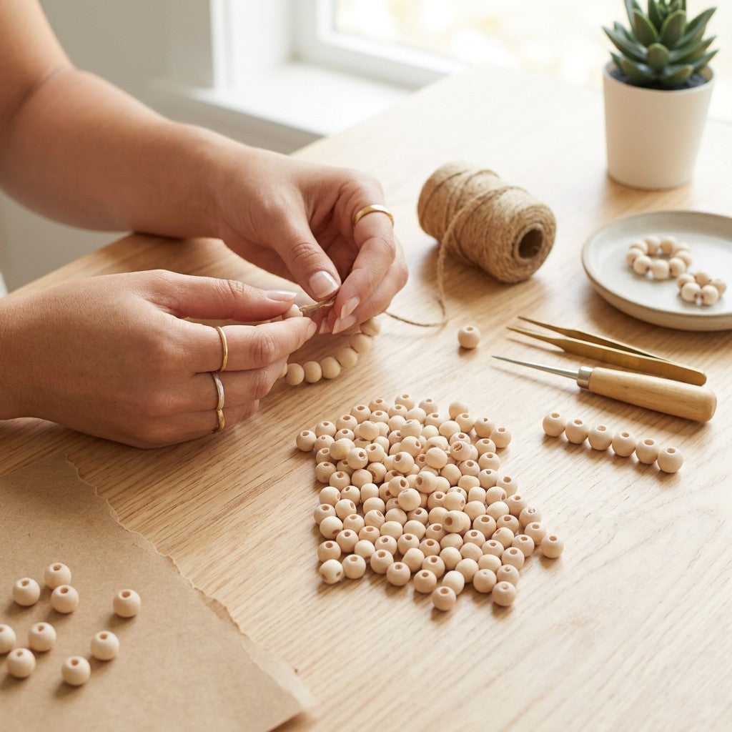 Wooden Beads Cream Colour 6mm 10gm PBHC IB