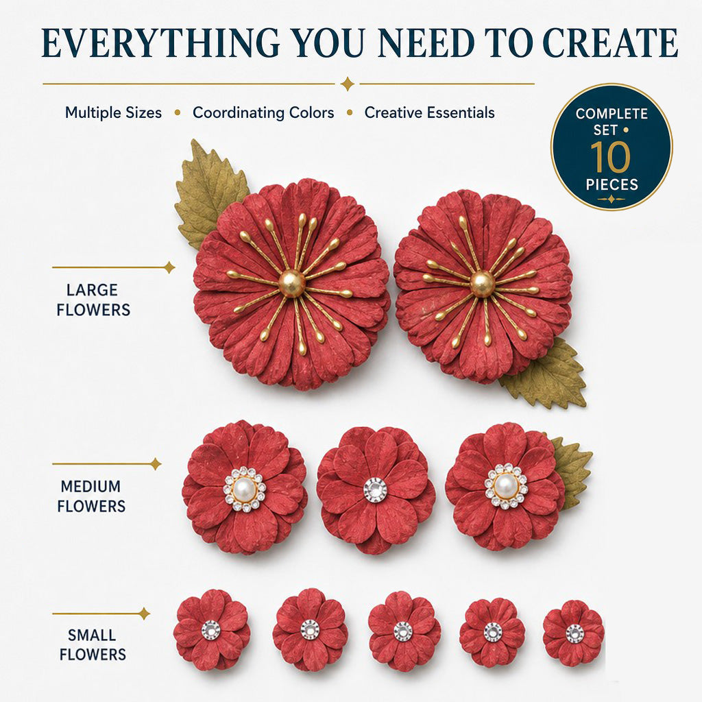 Handmade Flowers Liora Cardinal Red 10pc
