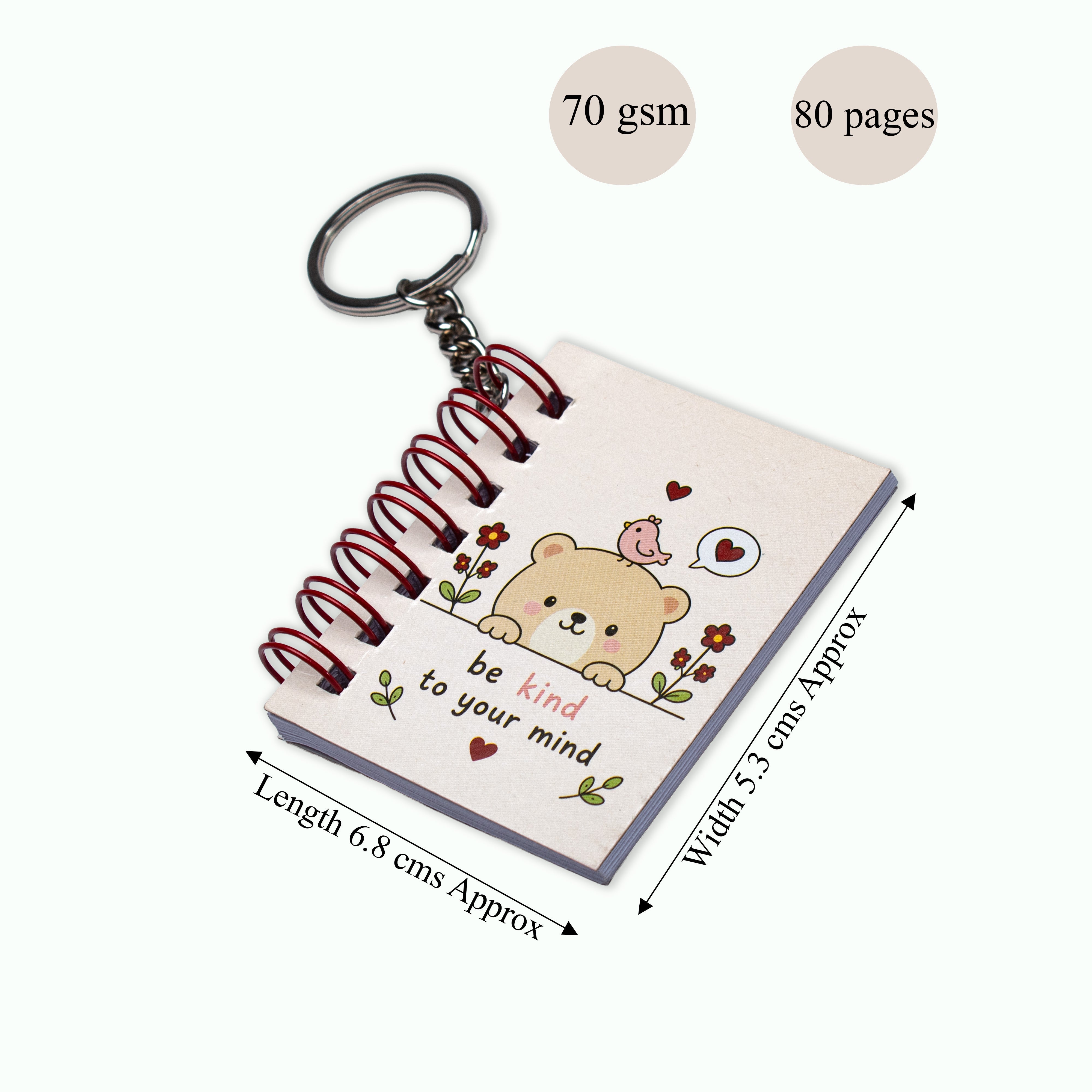 Keychain Notebook Be kind to mind L6.8 X W5.3cm 70gsm 80 pages 1 Book IB