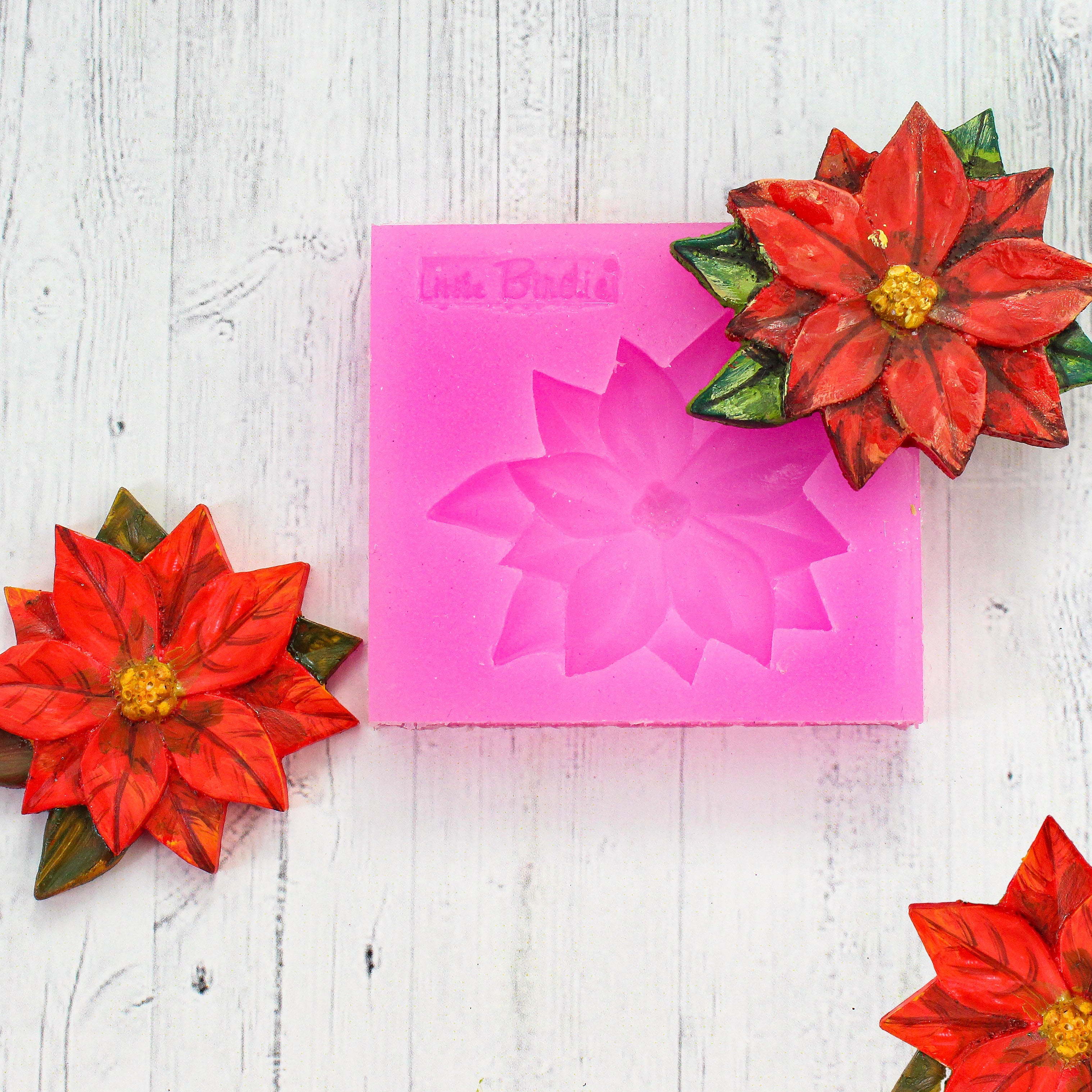 Silicone Mould Poinsettia - W 2.56 X L 2.32inch, D - 12mm, 1pc