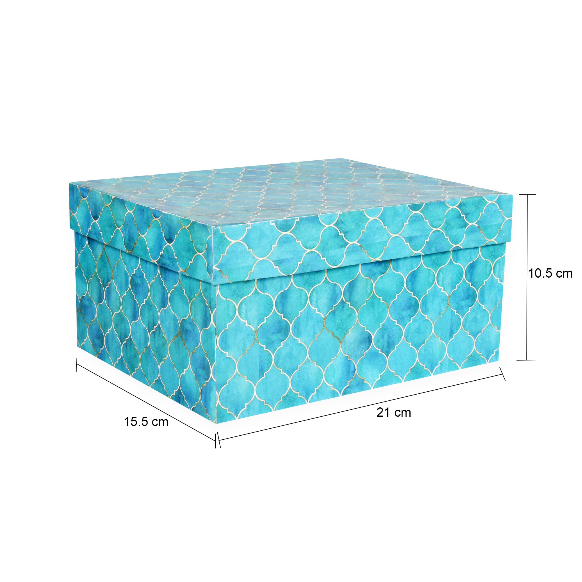 Gift Box Moroccan Trellis Aqua Shimmer L21 X W15.5 X D10.5(cm)