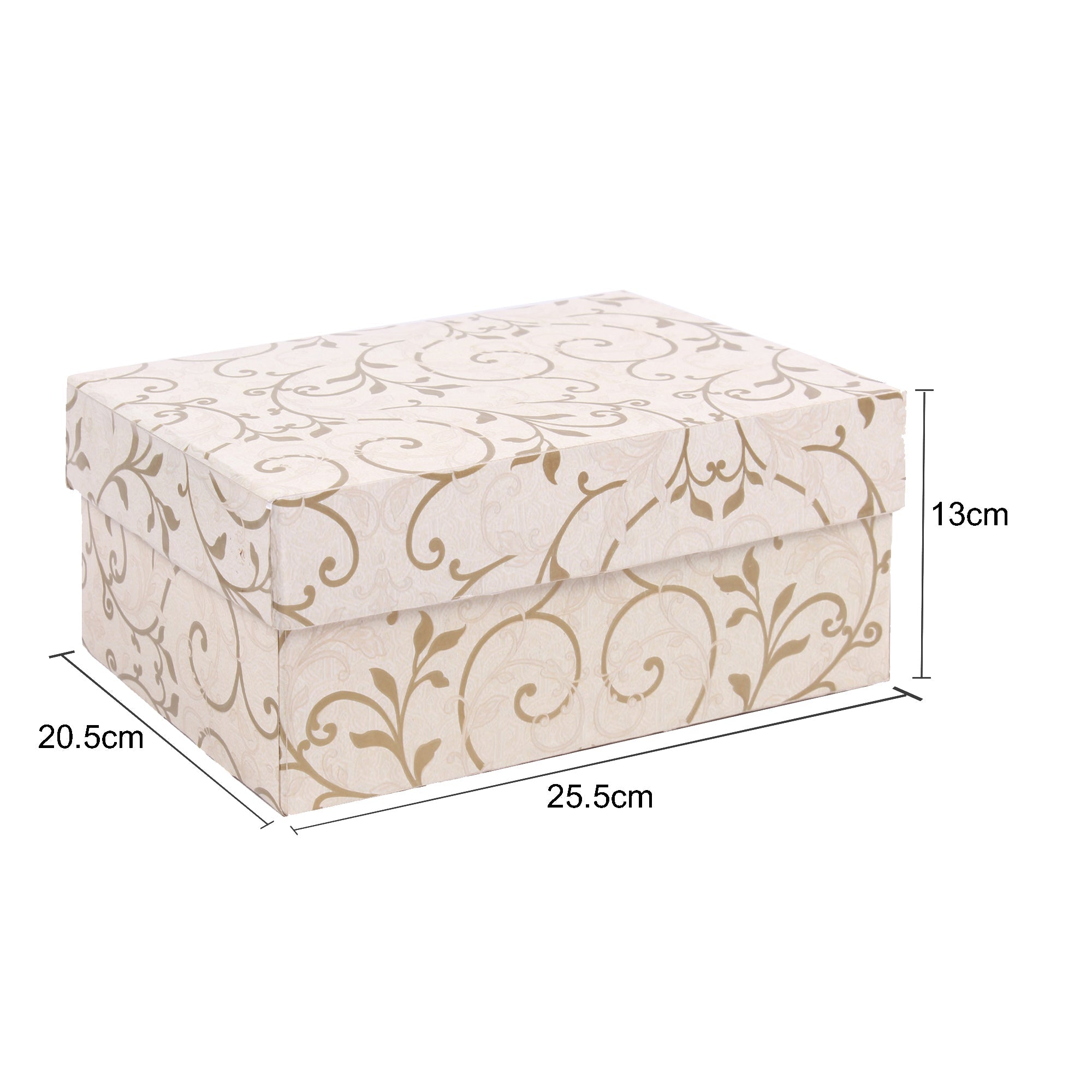 Gift Box Floral Swirls Ivory Shimmer L25.5 X W20.5 X D13(cm)