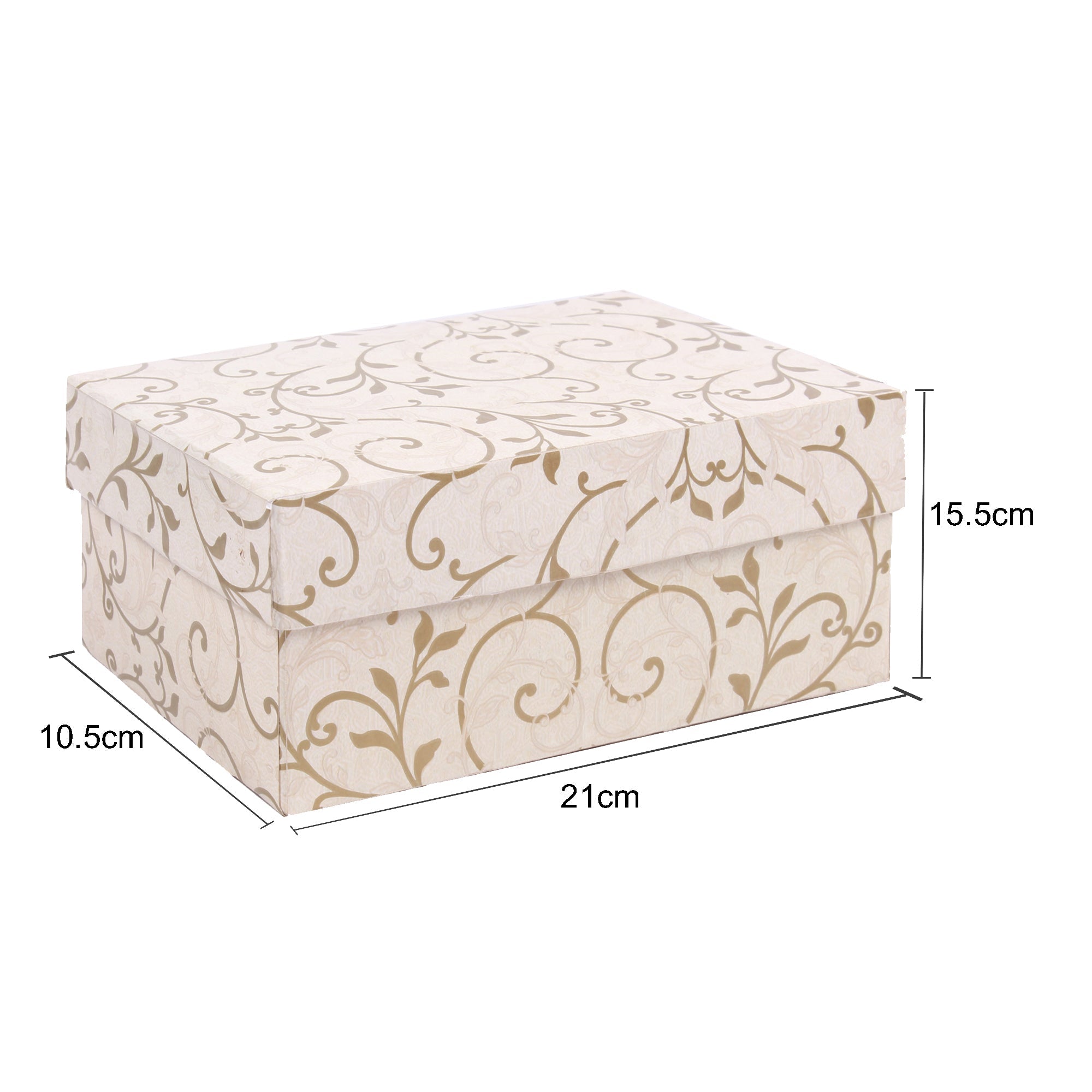 Gift Box Floral Swirls Ivory Shimmer L21 X W15.5 X D10.5(cm)
