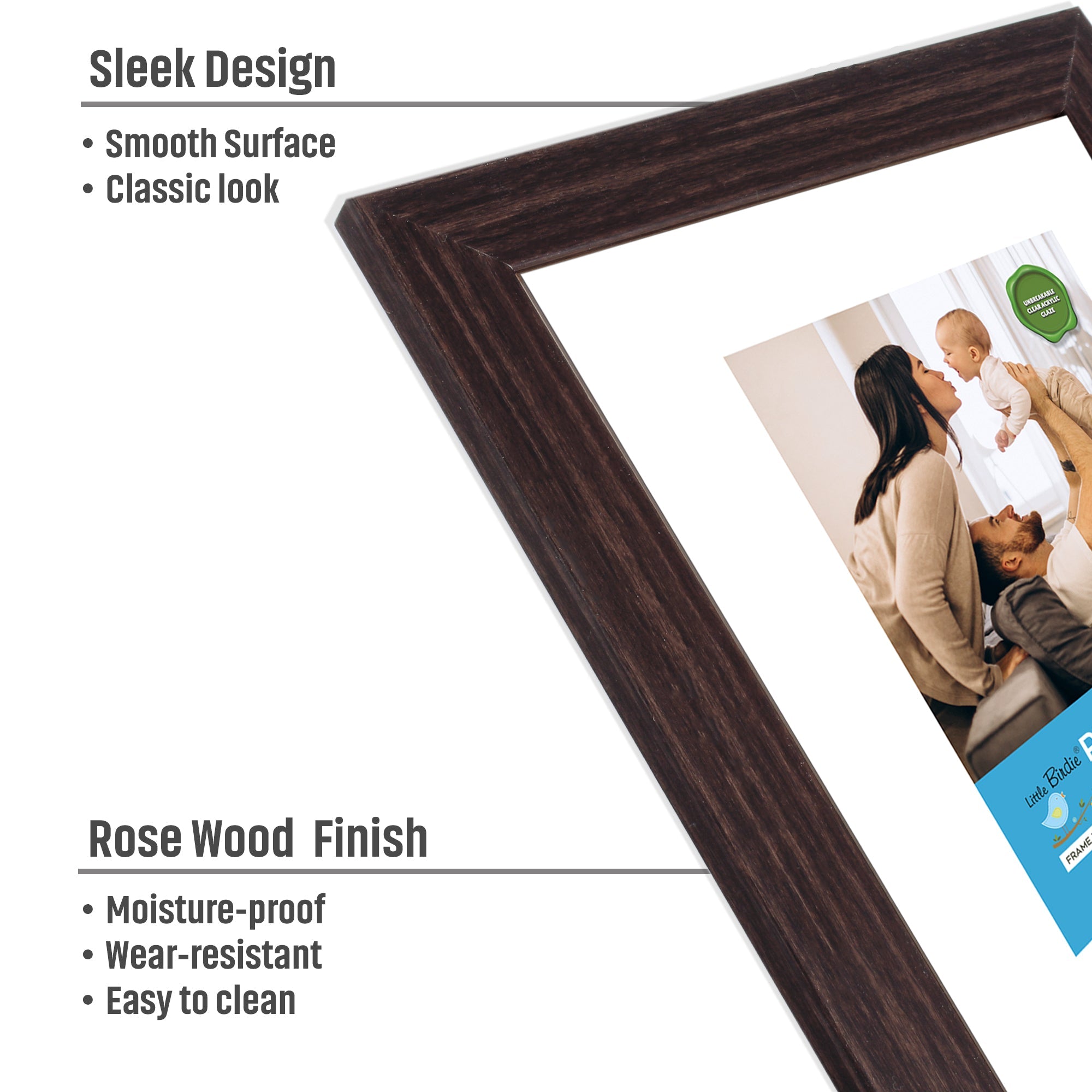 Table Top Photo Frame Rose Wood 8 X 10Inch 1Pc Sw Lb