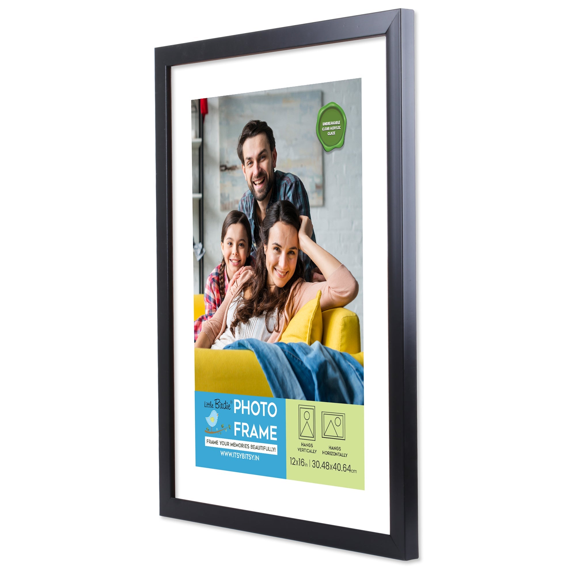 Wall Photo Frame Narrow Black 12 X 16Inch 1Pc