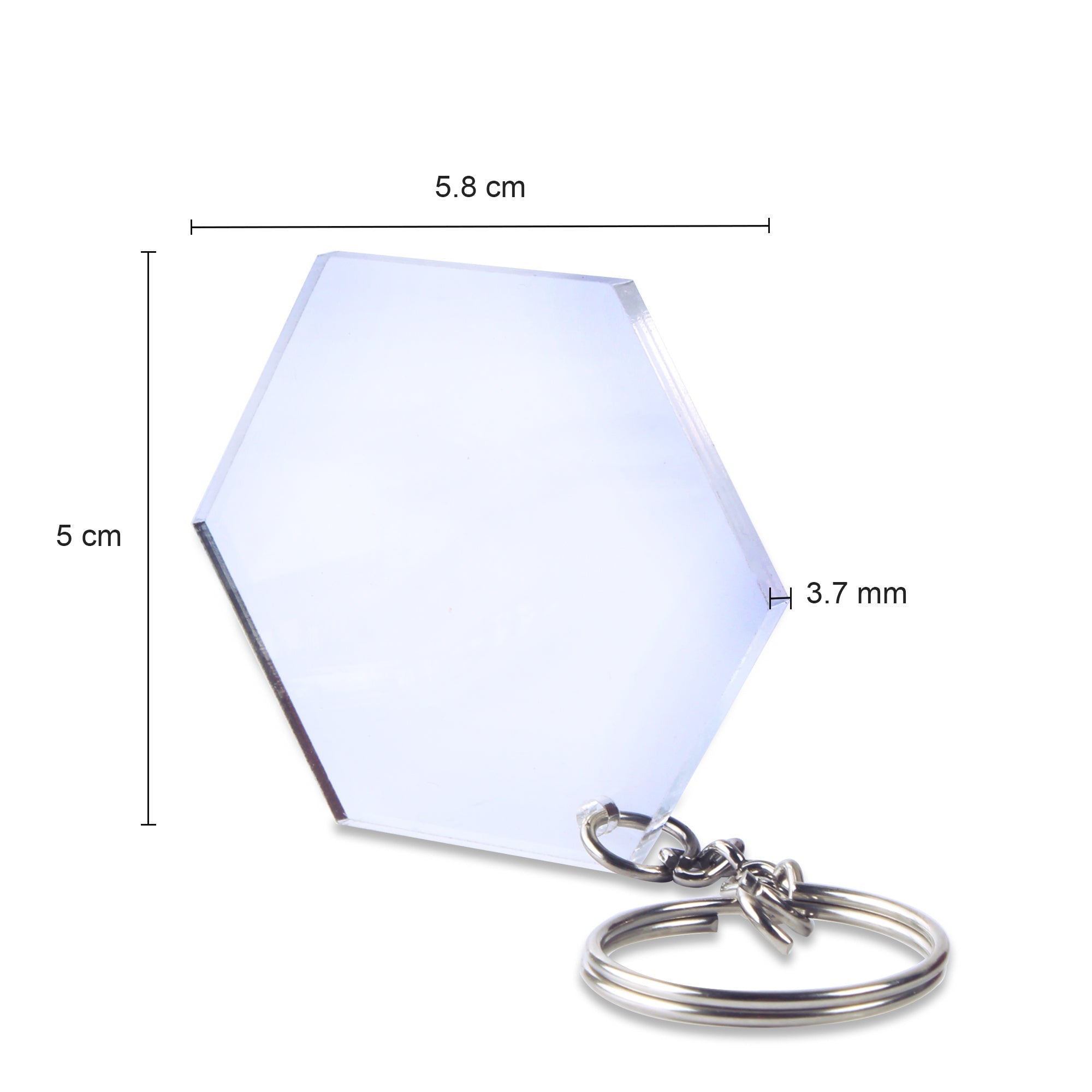 Acrylic Key Chain Hexagon L 5.8Cm X W 5Cm 3.7Mm Thick 4 Pc
