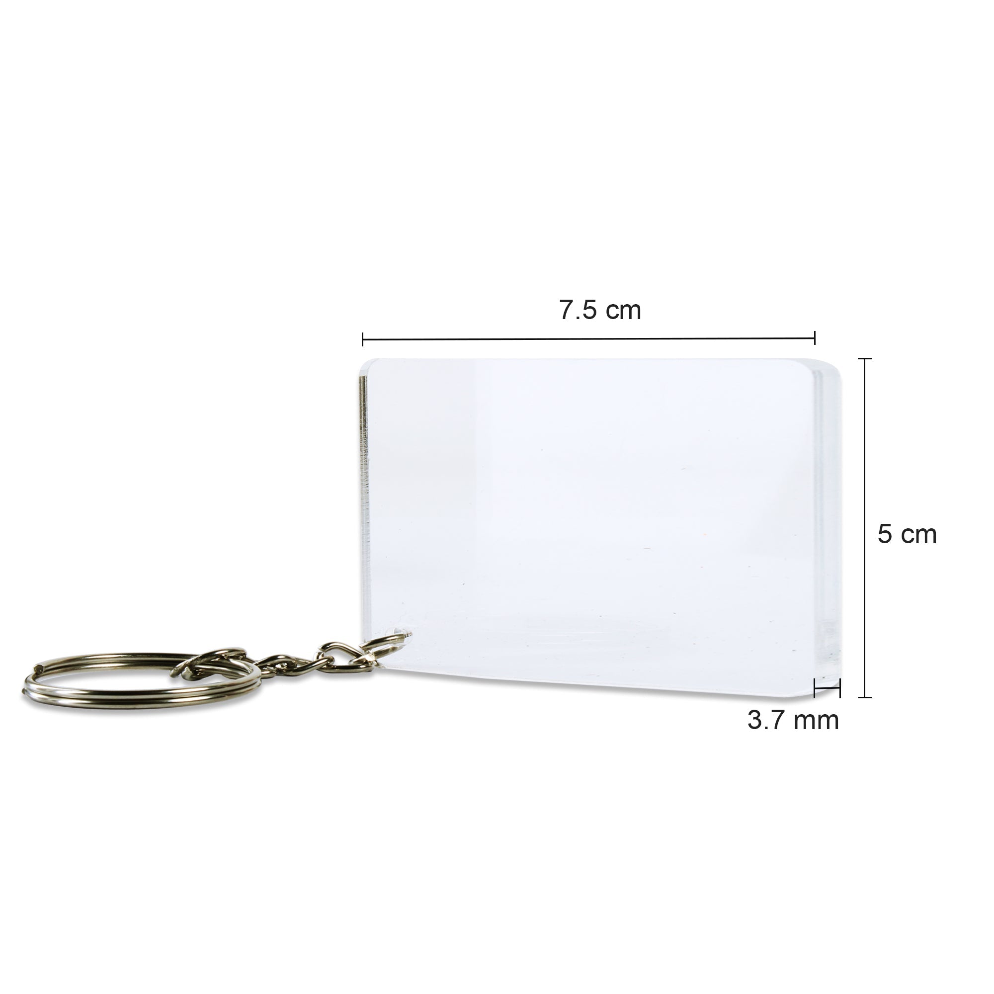 Acrylic Key Chain Rectangle L 7.5 X W 5Cm 3.7Mm Thick 4 Pc