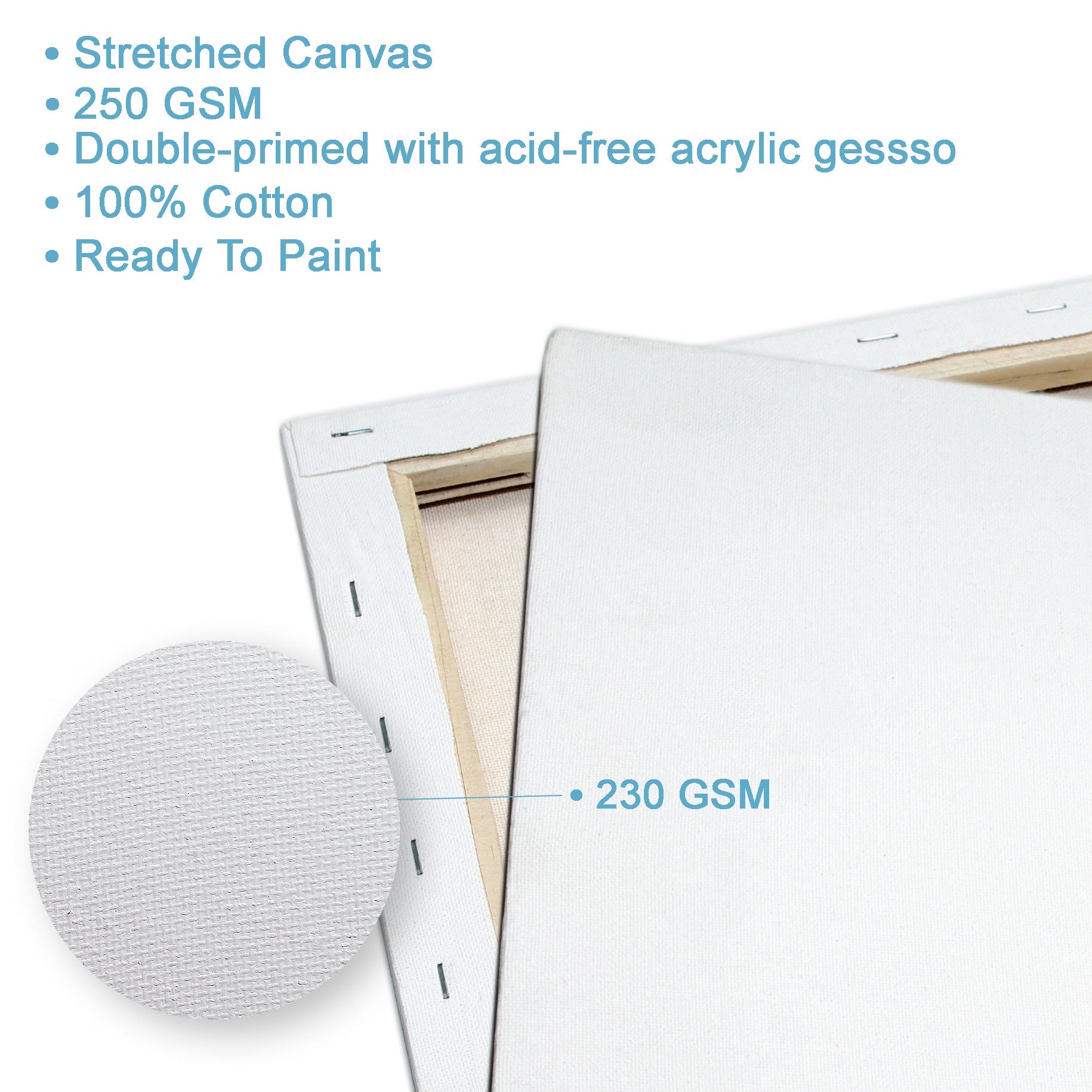 Stretched Canvas Frame 16X30Mm 230Gsm 12 X 12Inch 1Pc