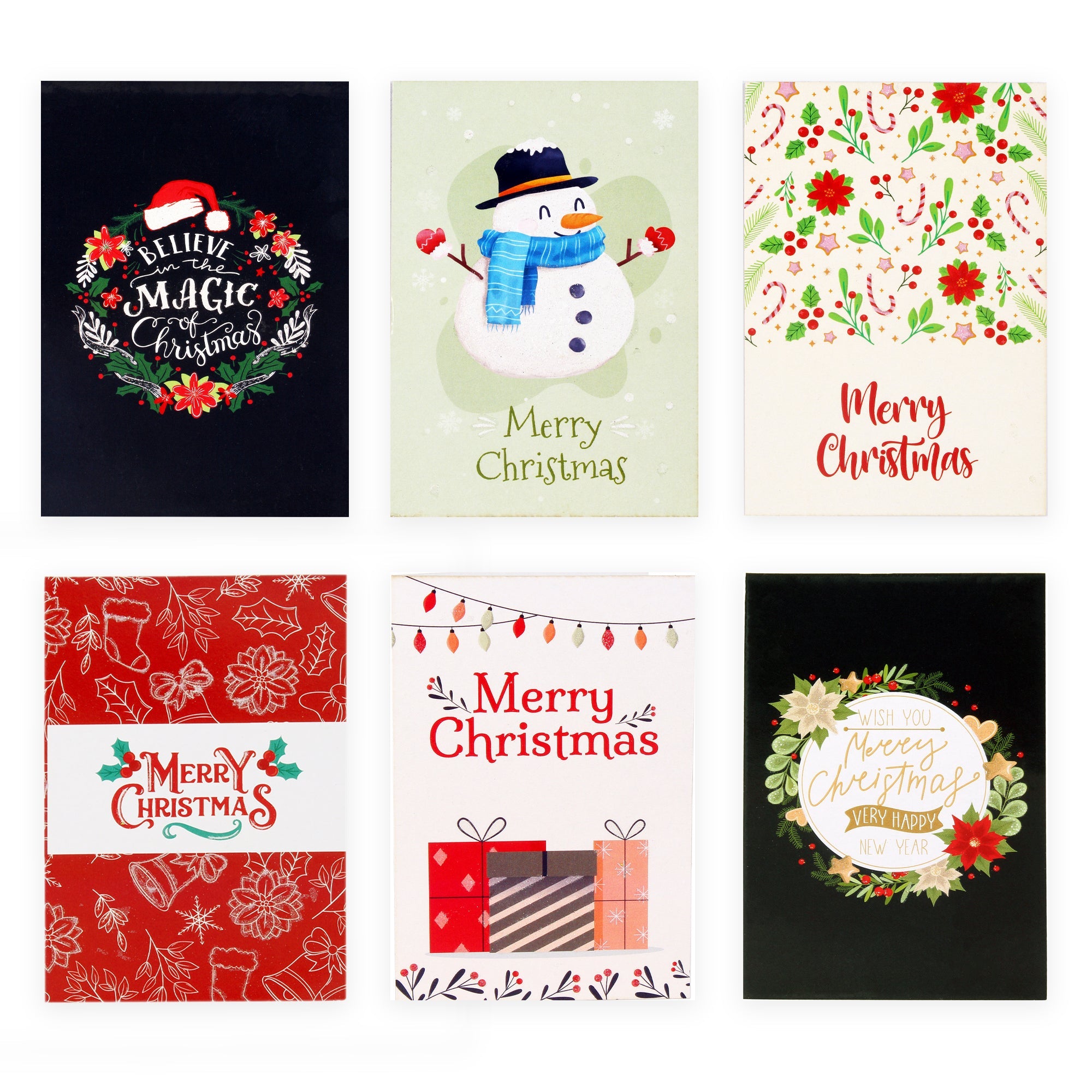 Christmas Greeting Card & Envelopes 6 Design 4 X 6inch