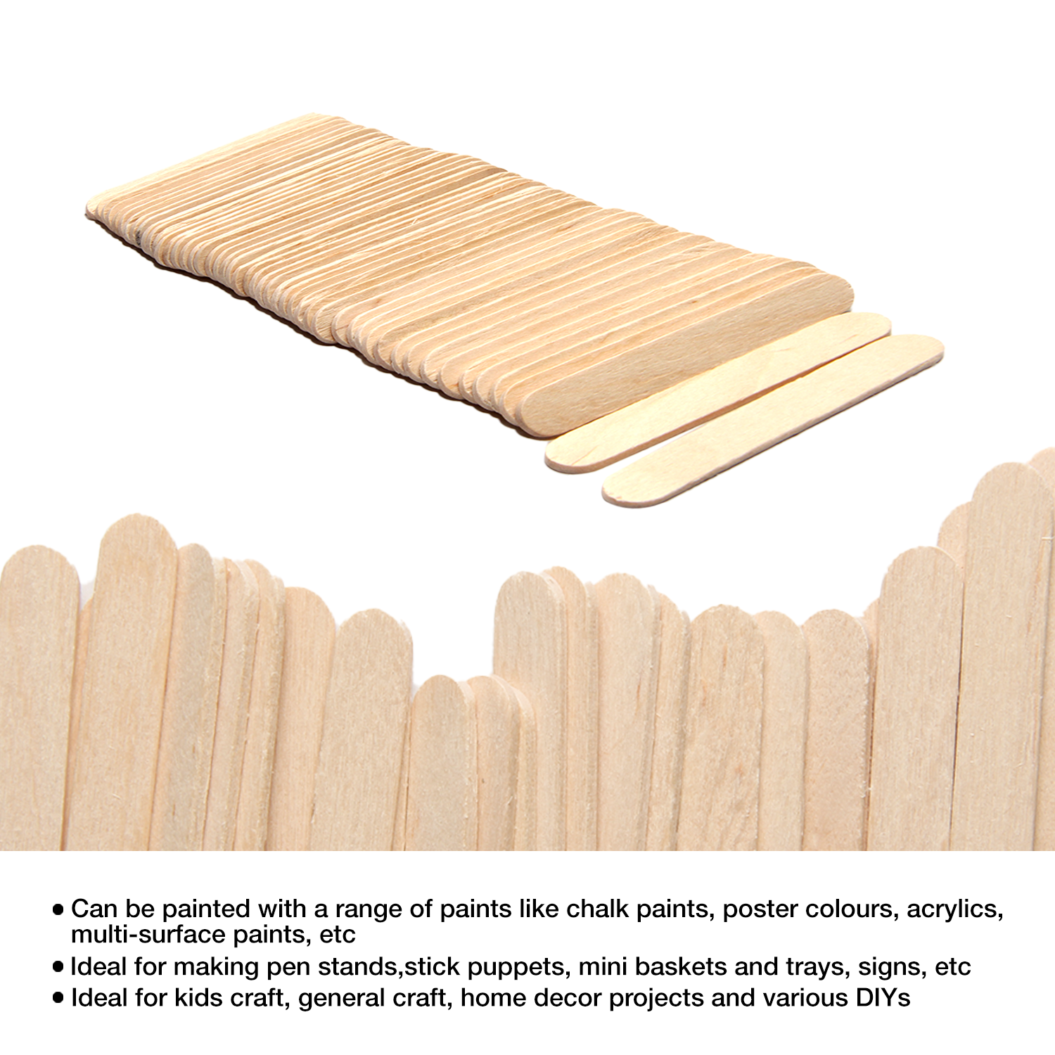 Ice Cream Sticks Natural 65 X 10 X 2mm 50pc With 30Ml Glue