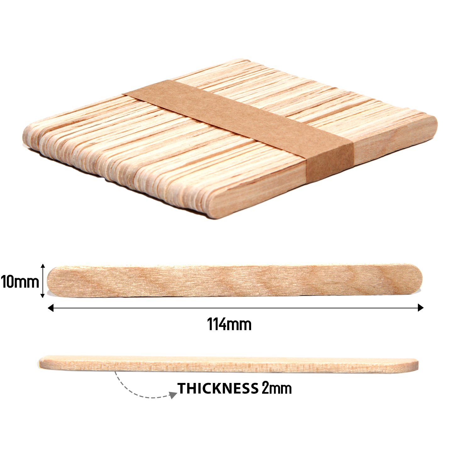 Ice Cream Sticks Natural 114 X 10 X 2mm 50pc With 30Ml Glue