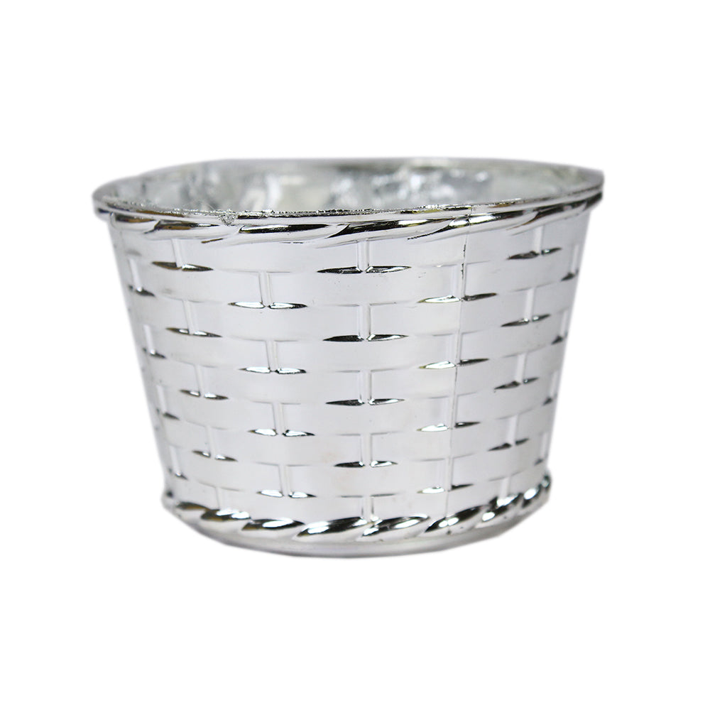 Organza Gift Bag- Basket, Silver, 1Pc
