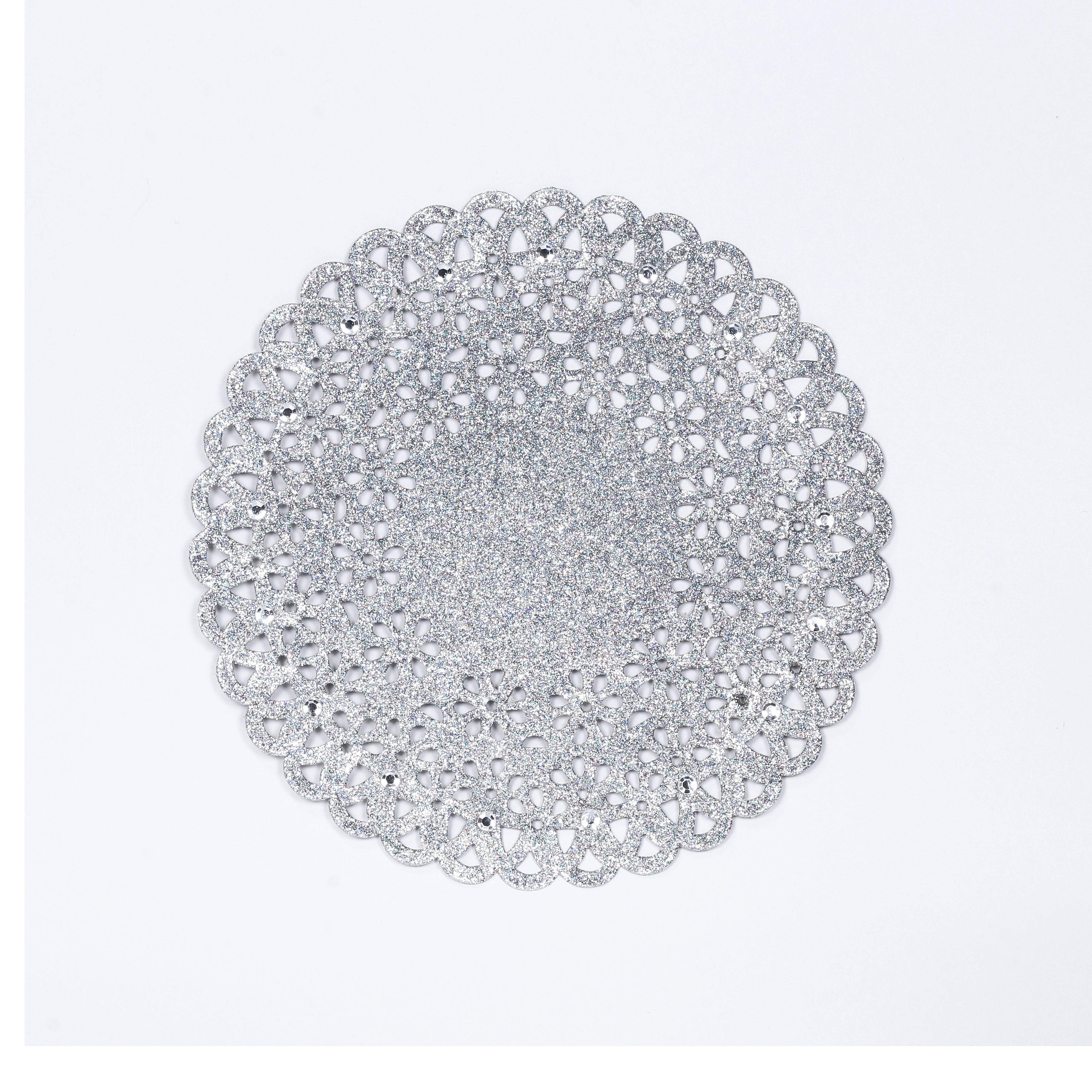 Sparkle Doily Silver 8in 1pc