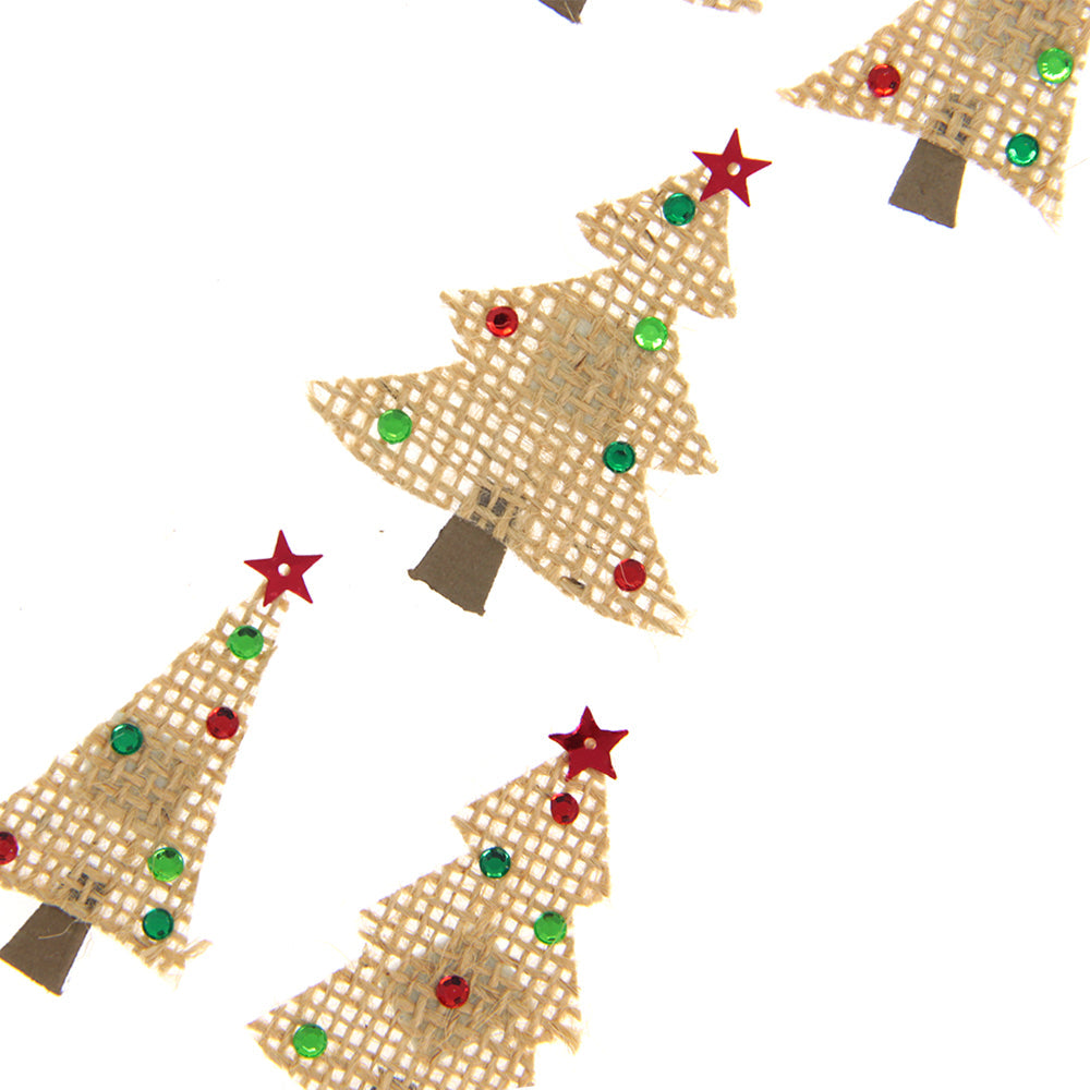 Itsy Bitsy CHRISTMAS BURLAP EMB TREES 5PCS PBCI IB