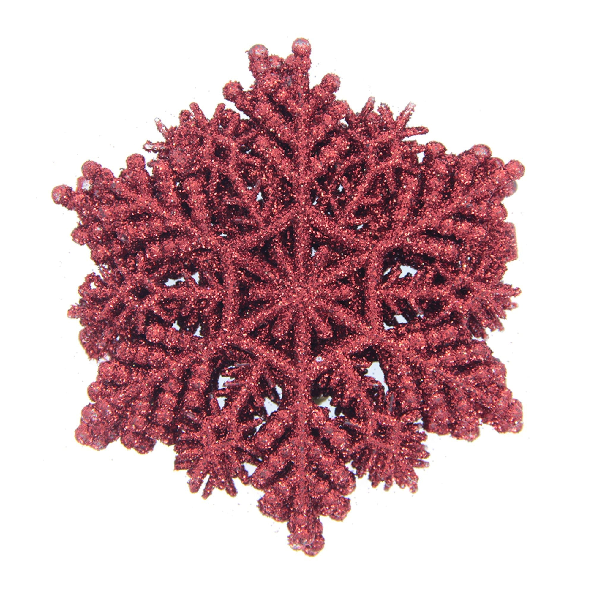 Christmas Decorative Hanging -Glitter Snowflake, Red, 100Mm, 1Pc