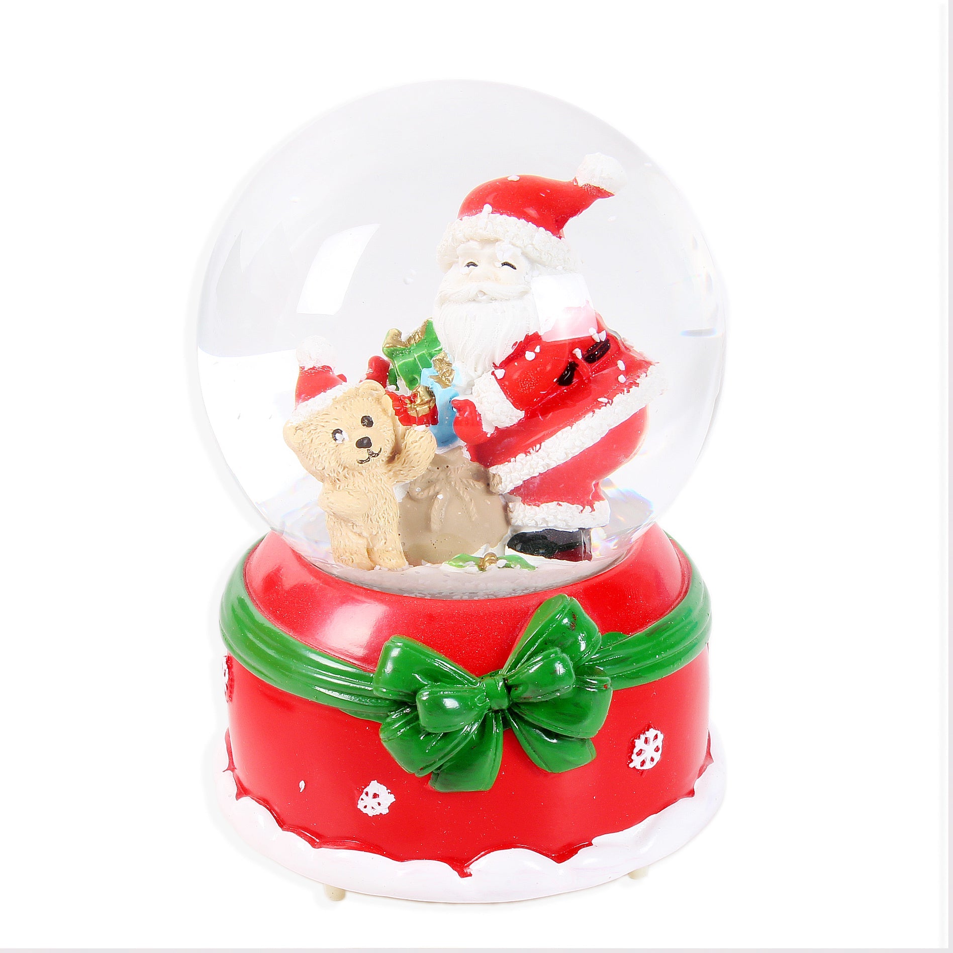 Christmas Musical Snow Globe Santa And Teddy 5inch 1pc Box IB