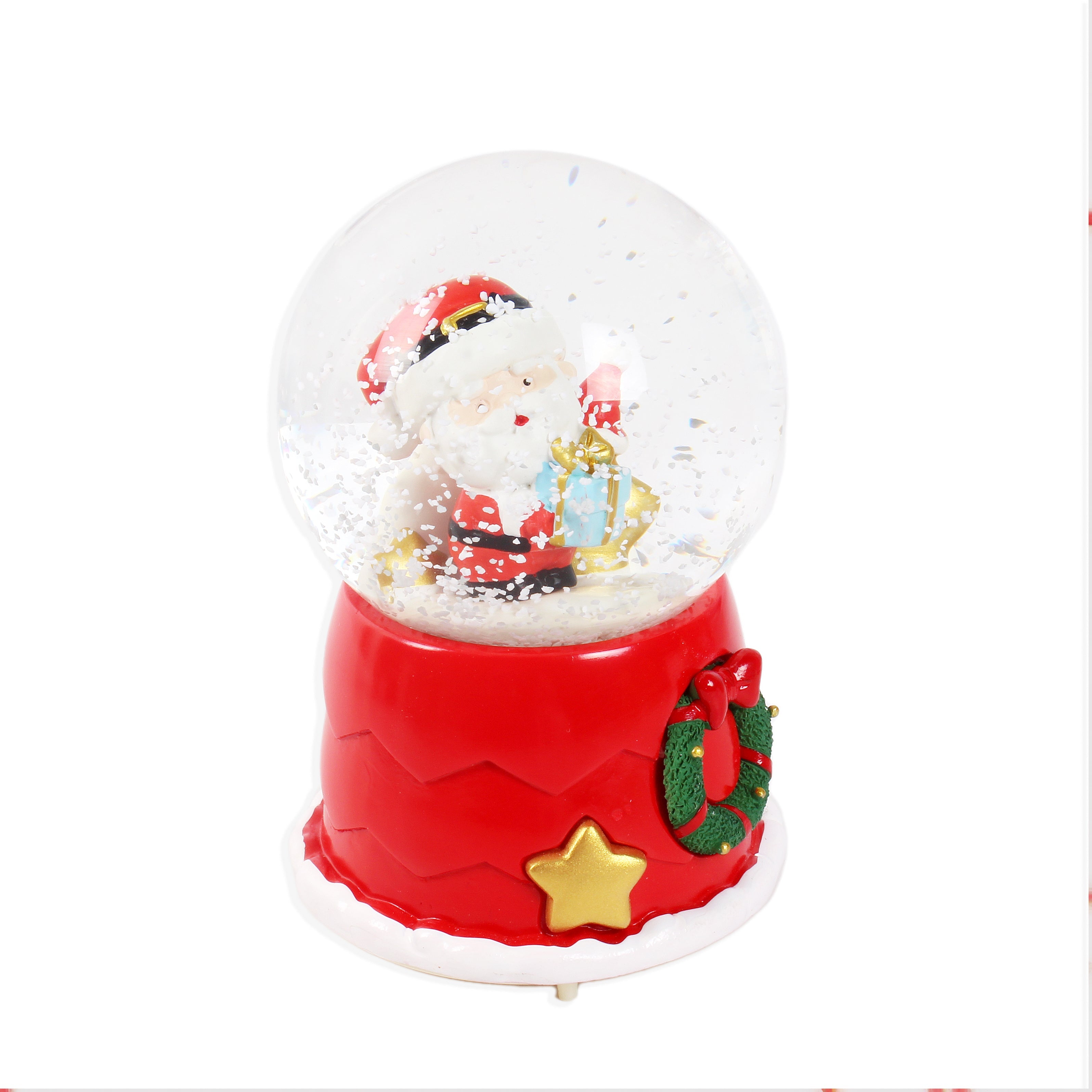 Christmas Musical Snow Globe Santa With Gift Box And Star 5inch 1pc Box IB