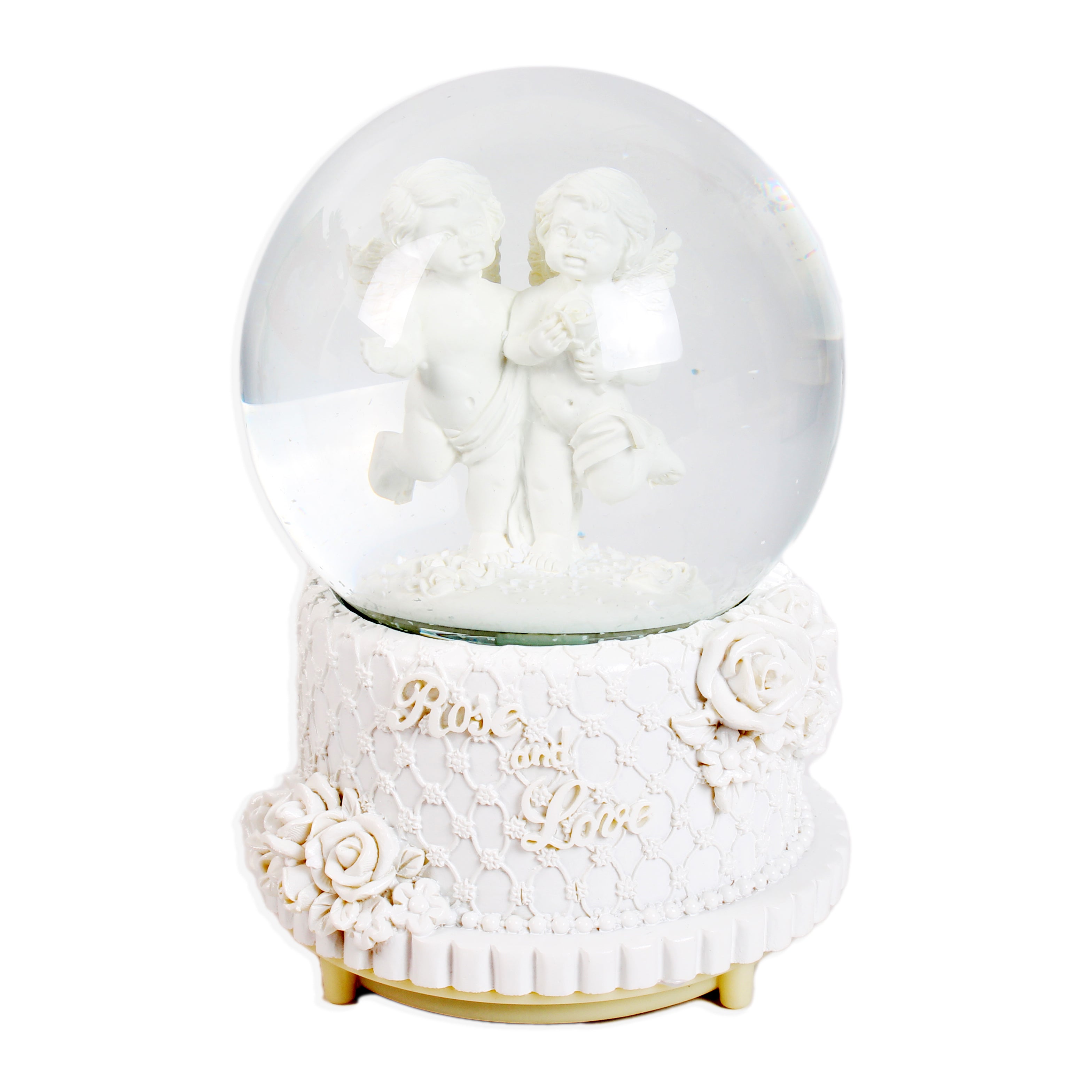 Christmas Snow Globe Angel Cupid with Music & Lights 6.5inch 1pc Box IB