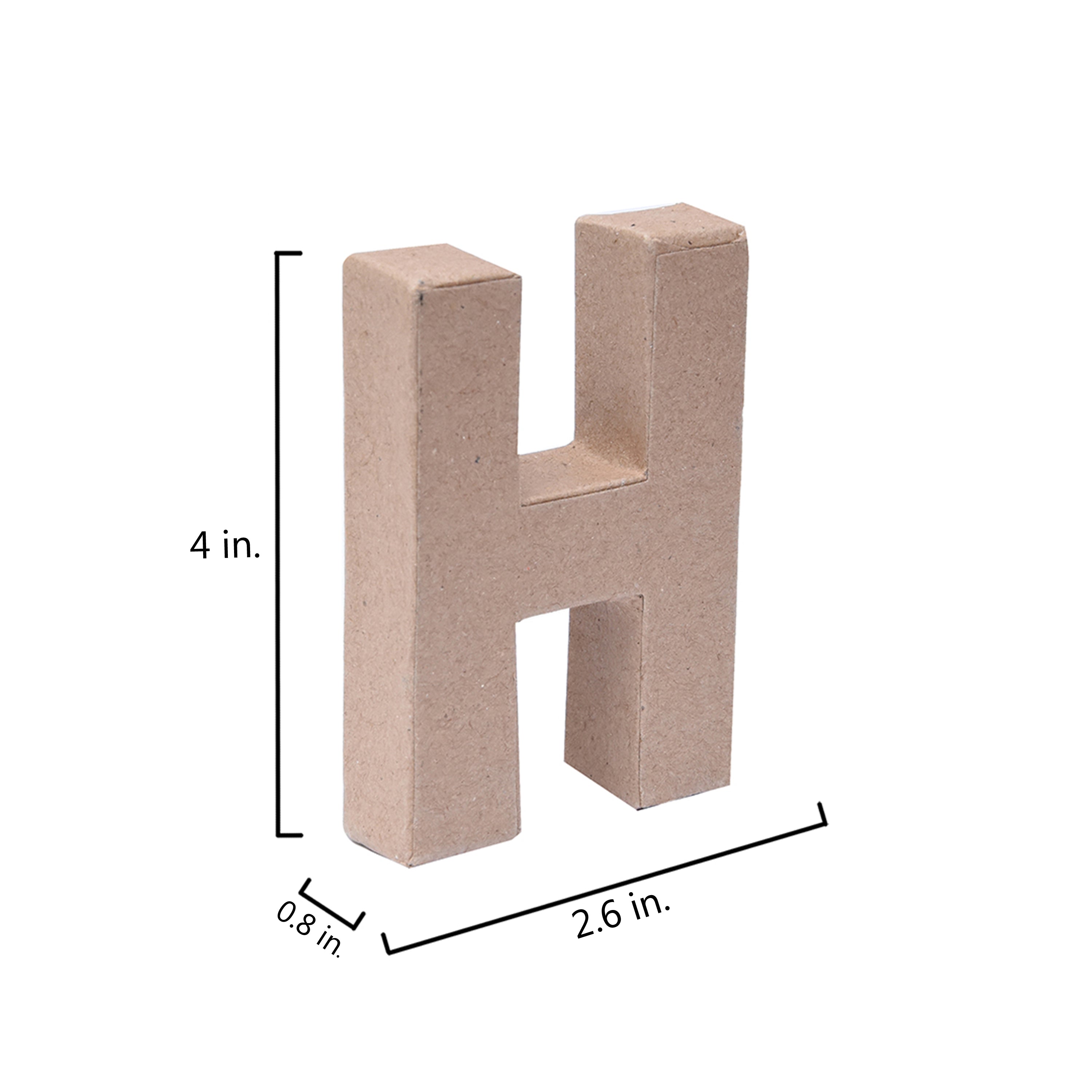 Paper Mache Alphabet H Approx 2.6 X 4 X 0.78Inch 1Pc Lb