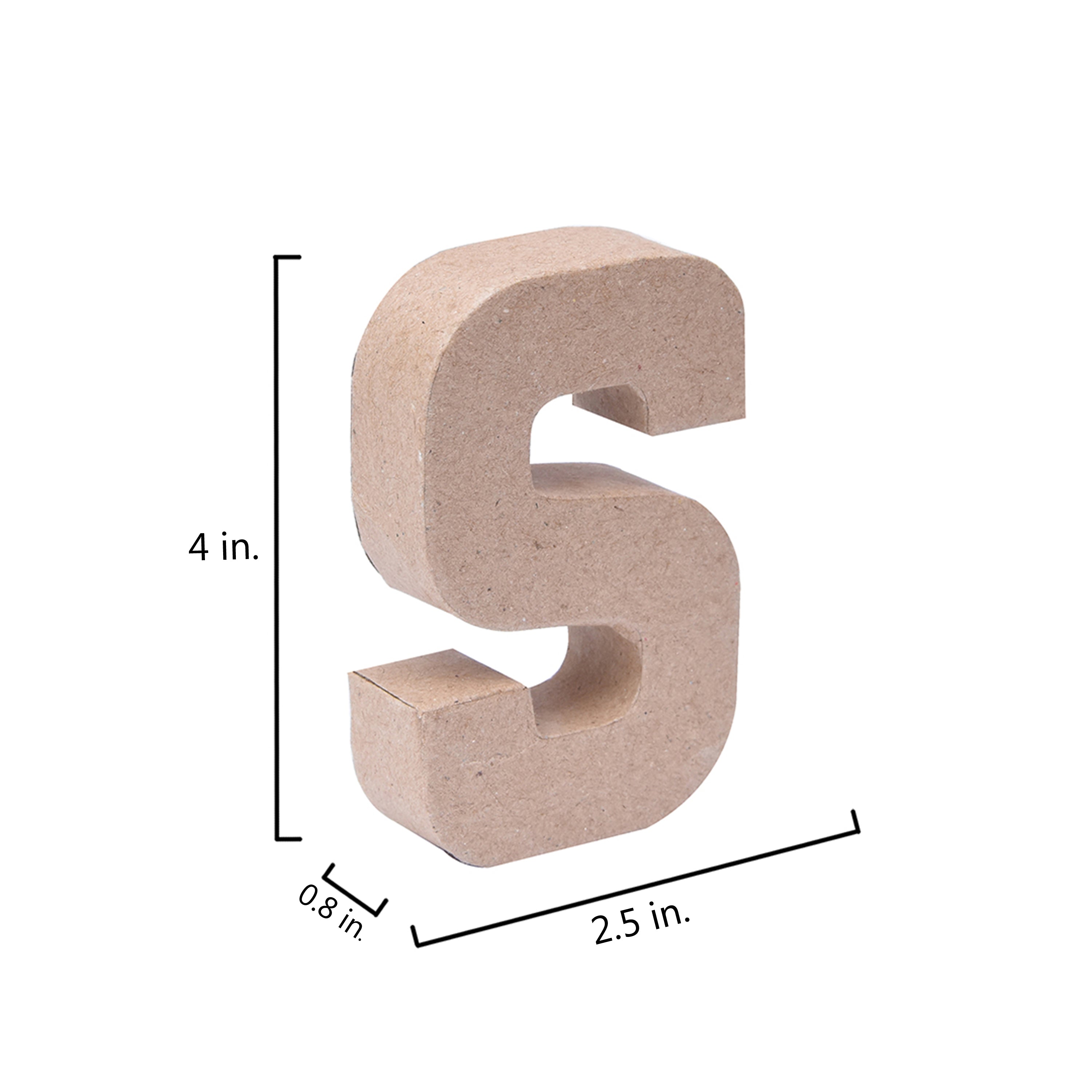 Paper Mache Alphabet S Approx 2.5 X 4 X 0.78Inch 1Pc Lb